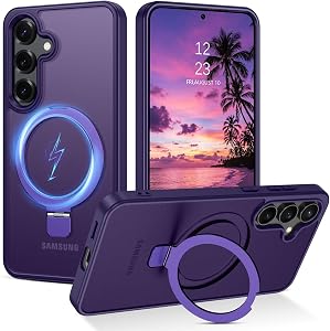 BENTOBEN for Samsung Galaxy S25 FE Case,Samsung S25 FE Phone Case with Invisible Kickstand,[Wireless Charging Compatible] Magnetic Adjustable Stand Translucent Matte Shockproof S25 FE Case,Deep Purple