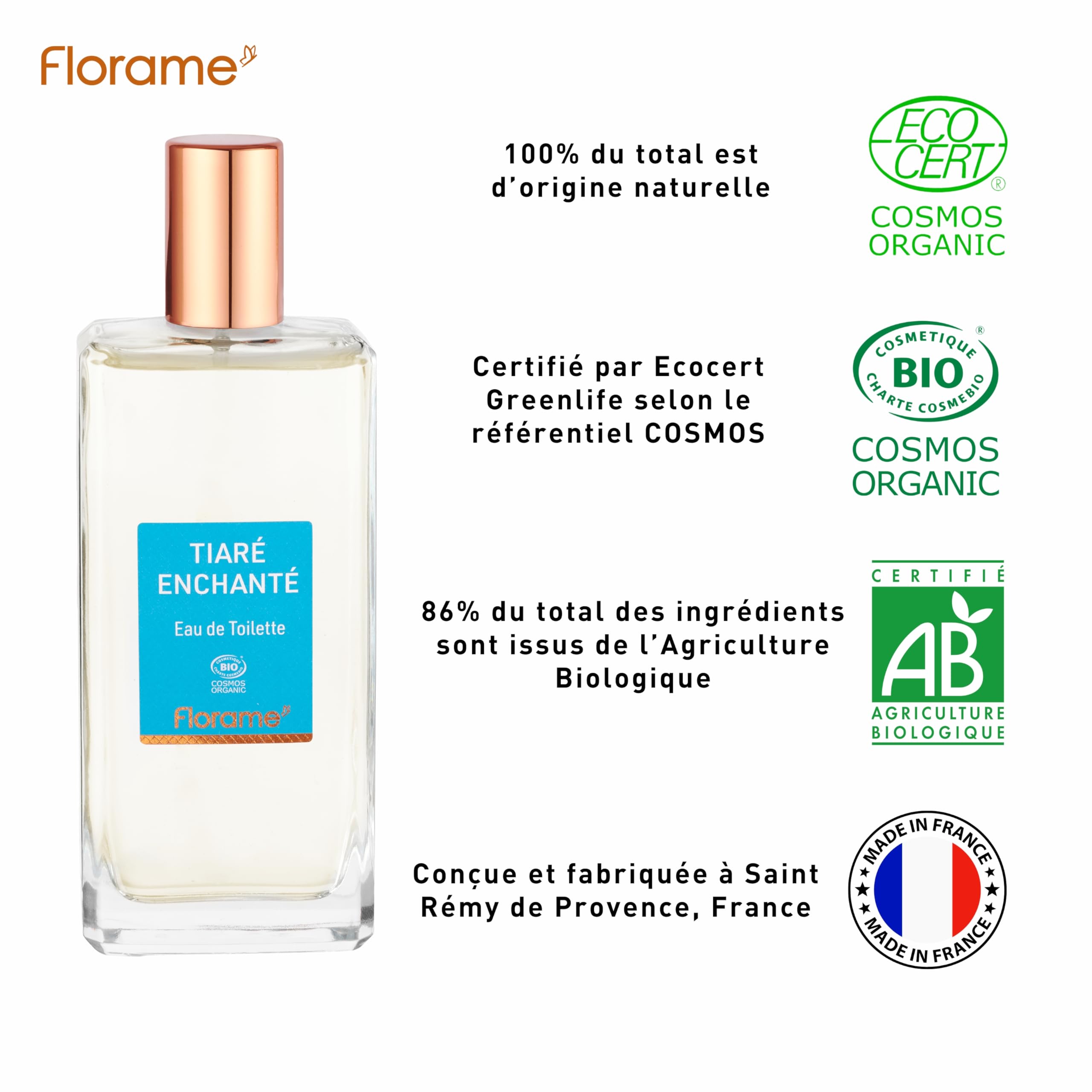 Florame Eau de Toilette Tiaré Enchanté 100 ml – Notes Florales Solaires – Tiaré, Vanille & Ambre – Fabriquée en France