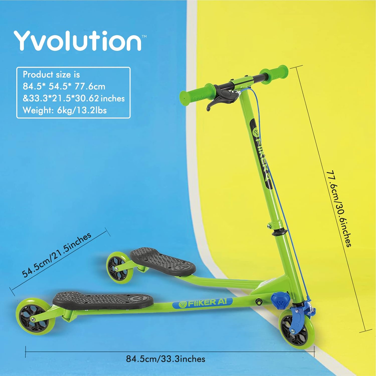 Yvolution Y Fliker A1 Swing Wiggle Scooter Three 57 years old, green