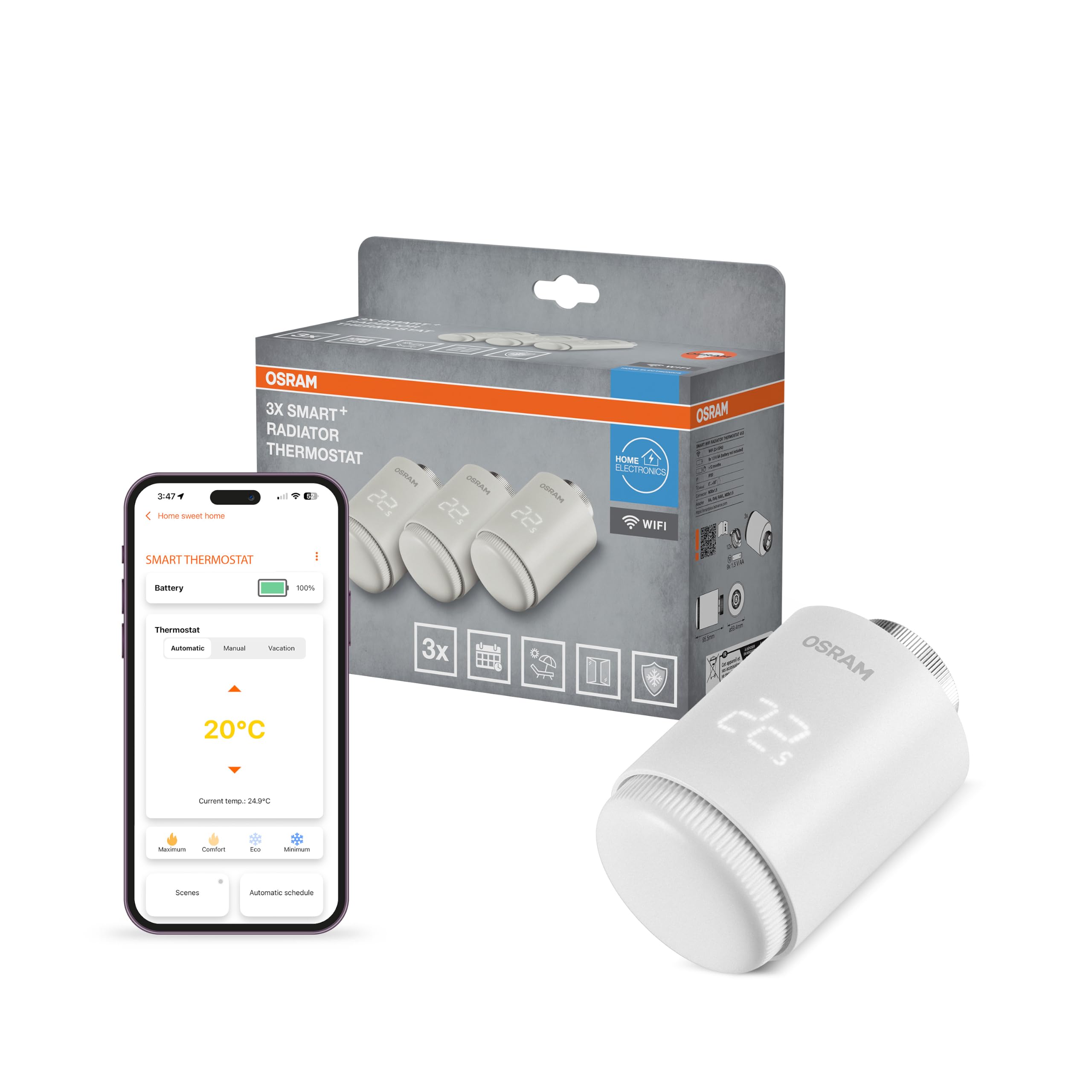 SMART+ WiFi Radiator Thermostat Gen2 White Triple Pack