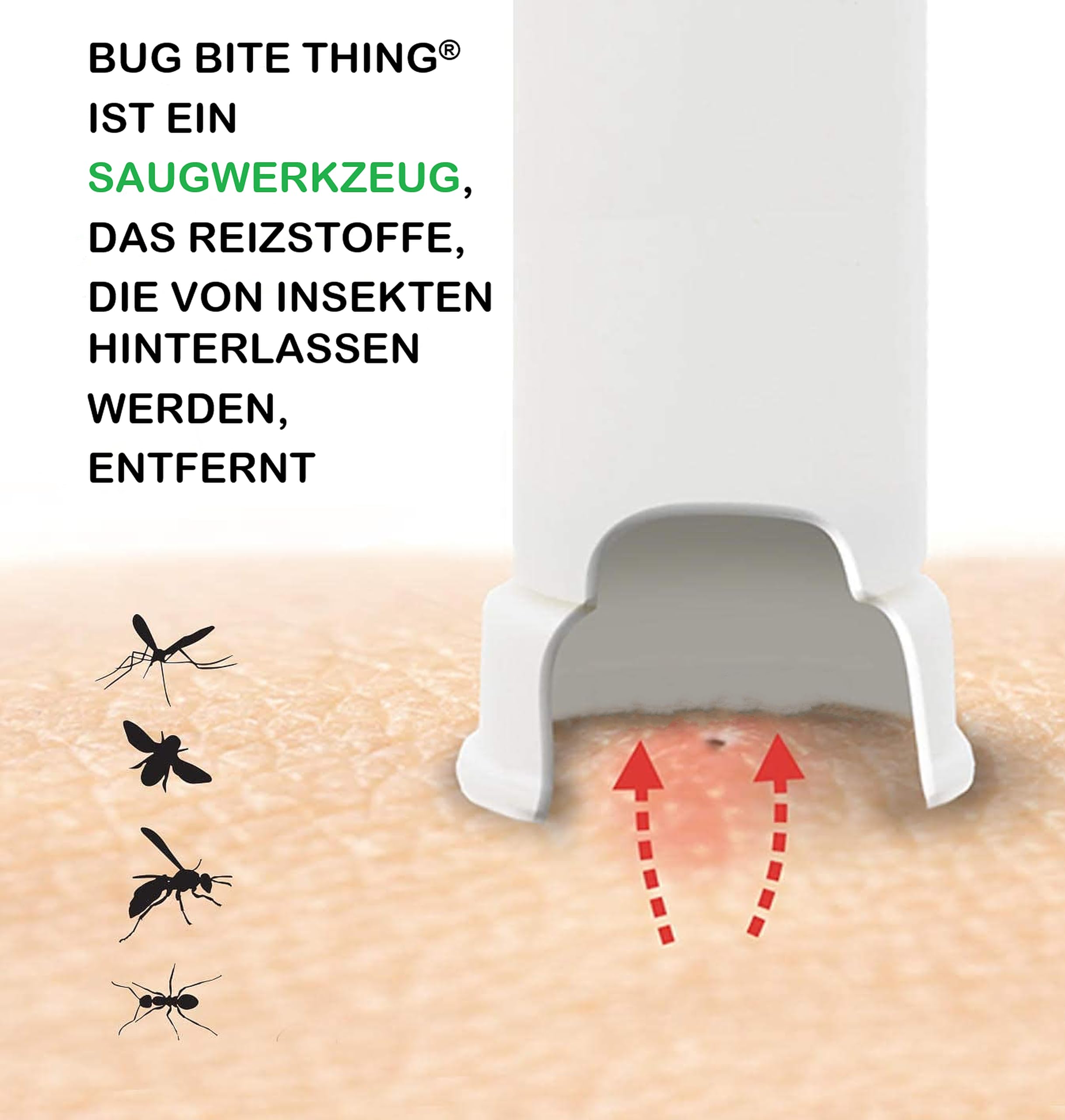 BUG BITE THING Suction Tool Mosquito/Insect Bite Sting, Chemical Free, Made in Denmark - White (BBT0001)