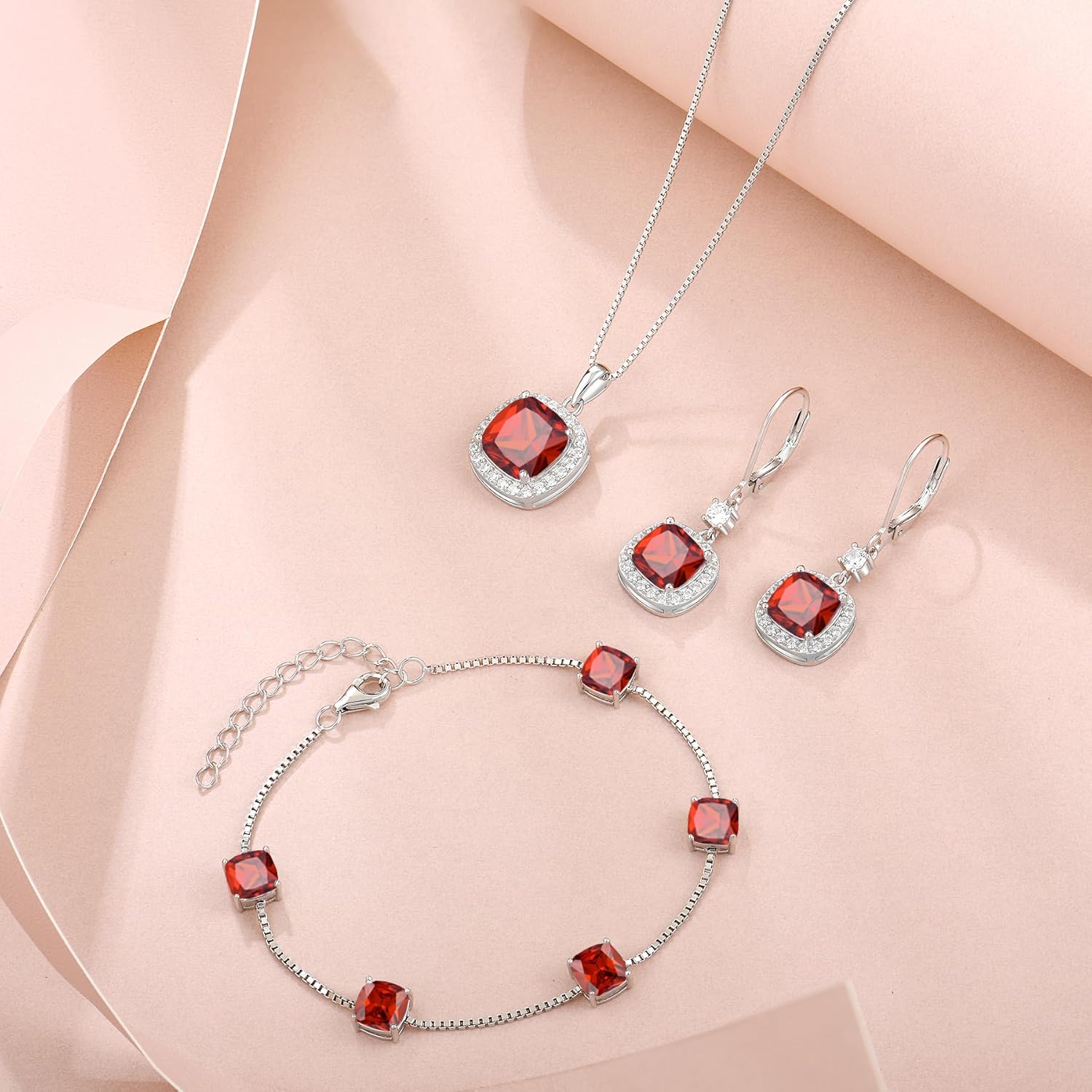 Birthstone Bracelet for Women 925 Sterling Silver Dainty Princess Cut Link Bracelet Jewelry Gifts for Her - Image 5