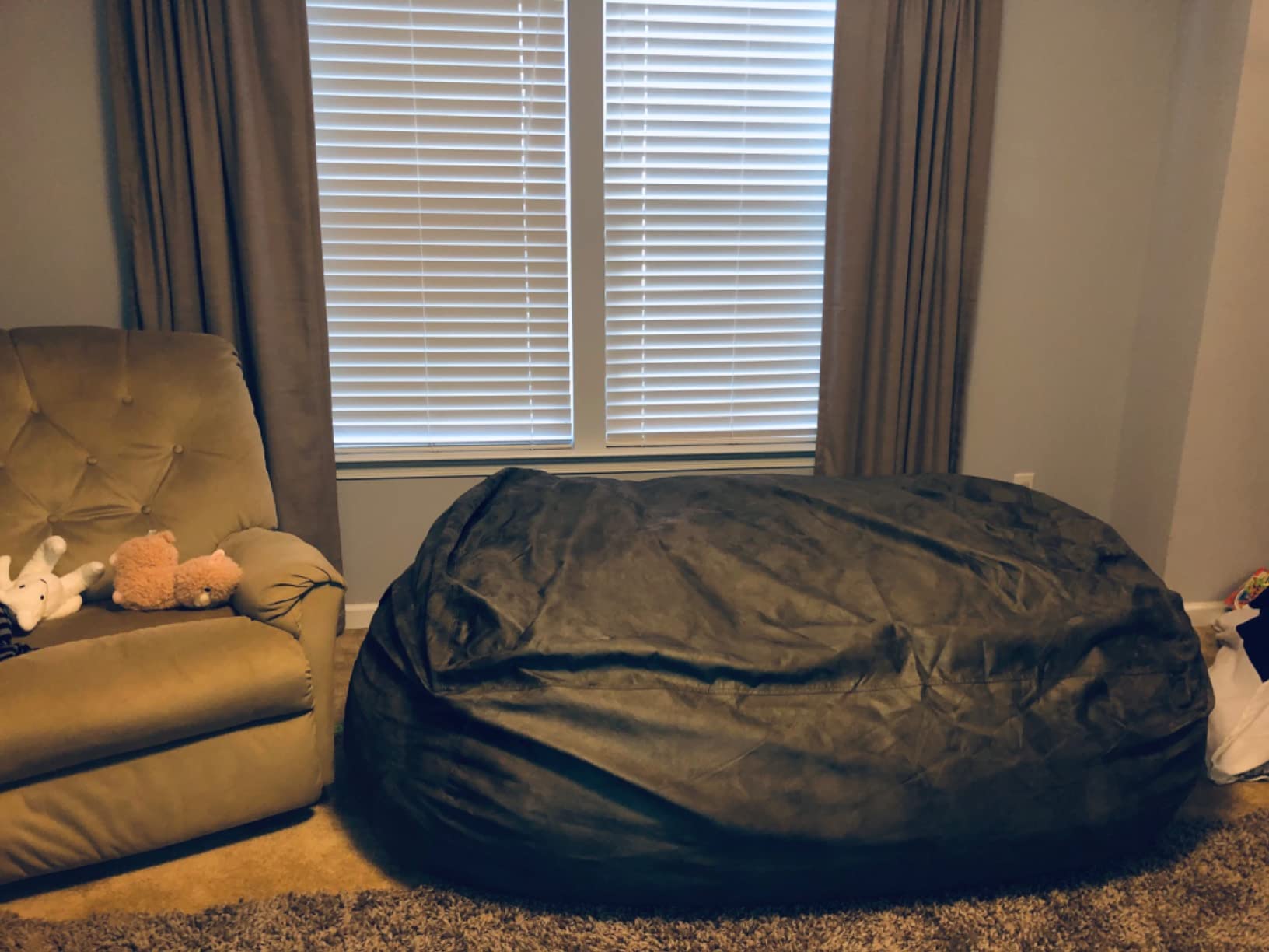 50/mo Finance Lumaland Luxurious Giant 7ft Bean Bag Chair with Microsuede Cover Ultra Soft