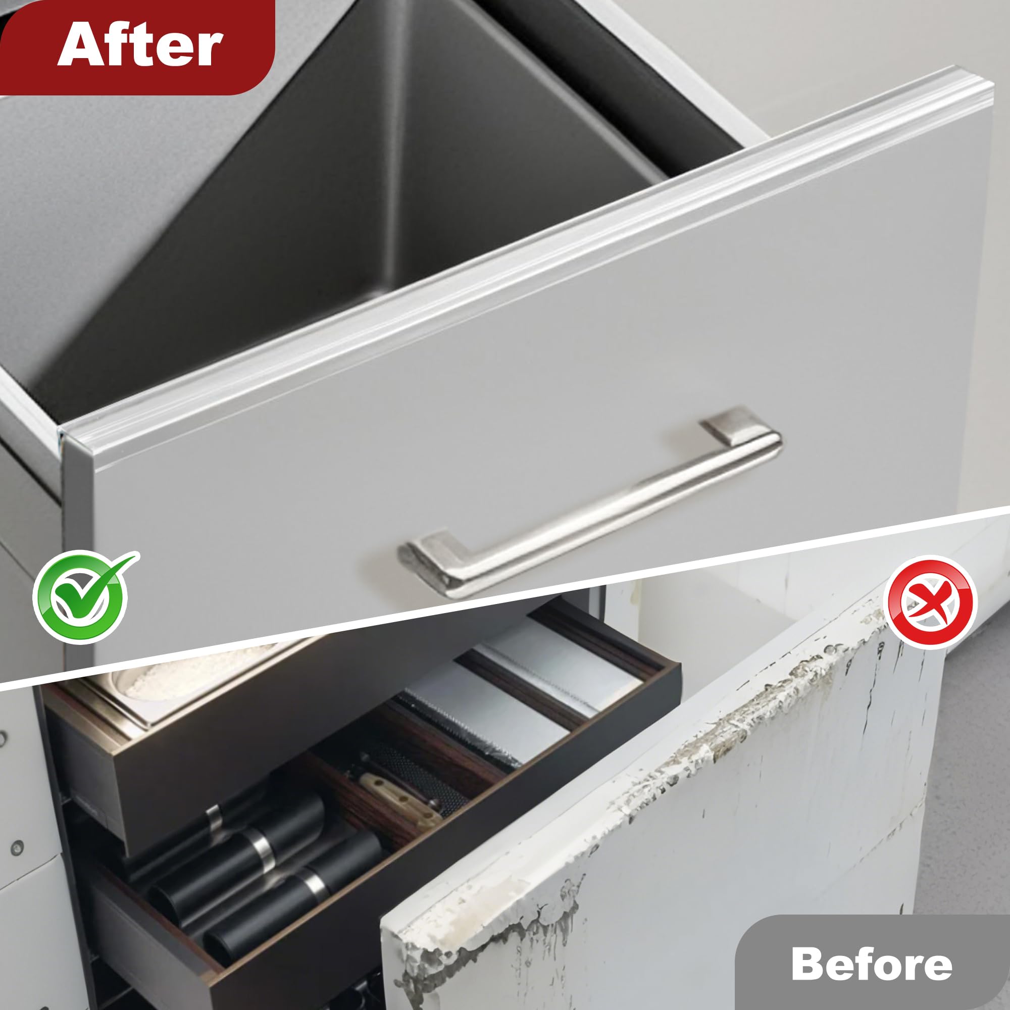 Cabinet Protectors for Kitchen Cabinets, Cabinet Door Protector Trash Drawer Protector Edge Guard, Plastic Slip on Protectors for Cabinets– 3/4" Thick, 18" Length