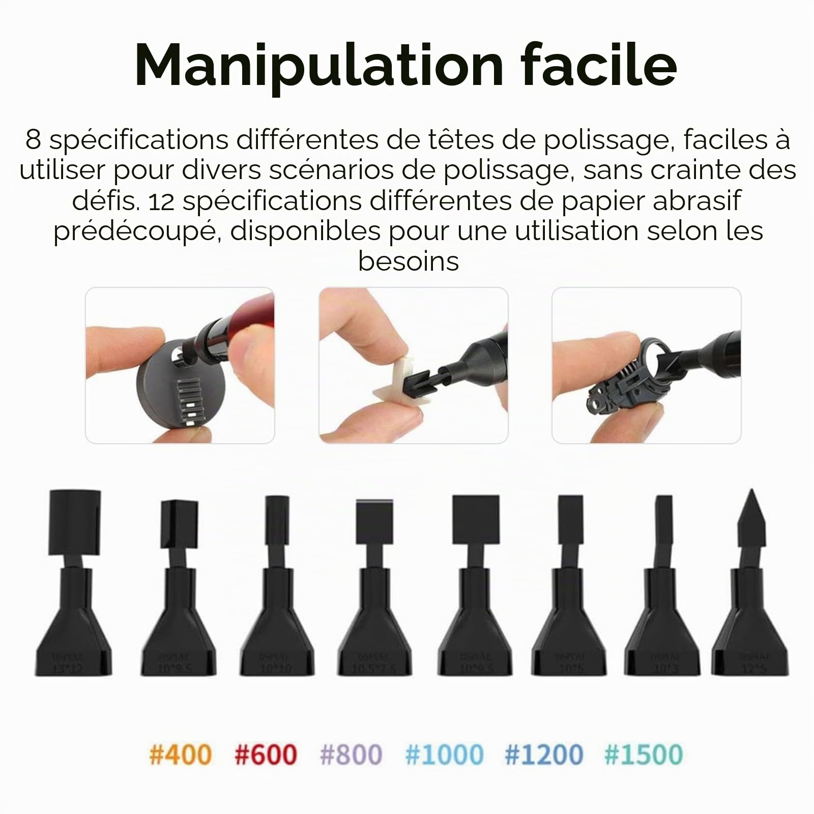 Ponceuse alternative, stylo de meulage électrique, tête de papier de ponçage en plastique, chargement rapide USB, stylo de ponçage avec 8 têtes de ponçage pour modélisme Gundam, outils d'artisanat et