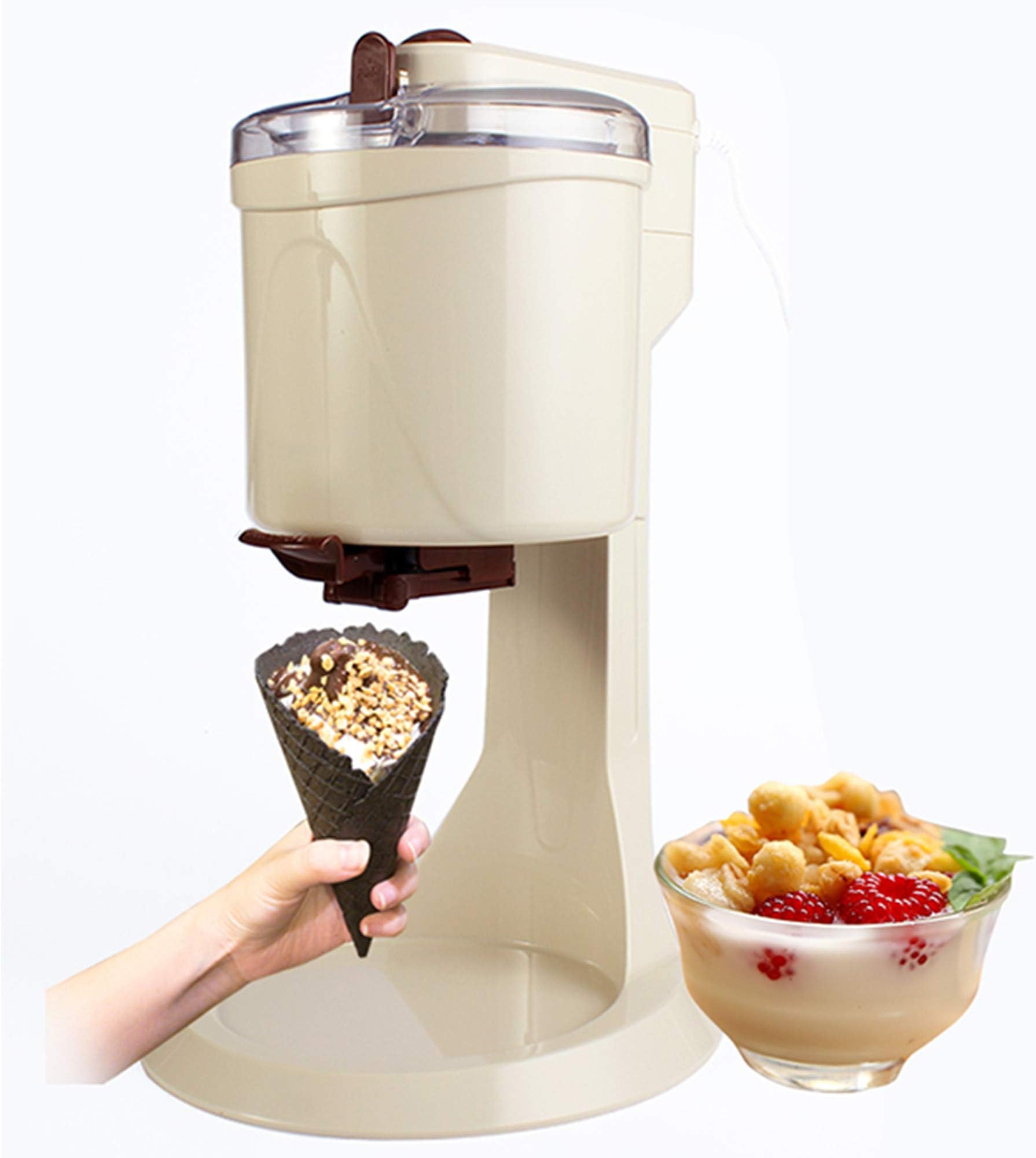 Fully Automatic Ice Cream Maker, Mini Ice Cream Cone Machine, Fruit Ice Cream Machine, for Soft Serve Gelato, Smoothie, Slushie, Frozen Dairy Yogurt