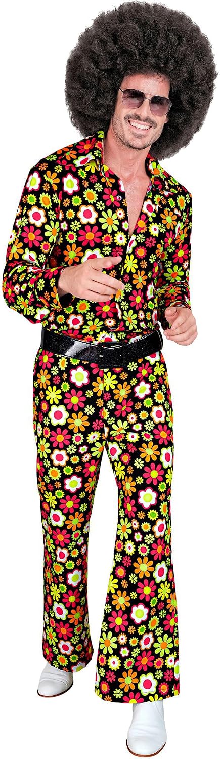 W WIDMANN MILANO Party Fashion - Men's 60s Hippie Reggae Flower Power Disco Fever Trousers