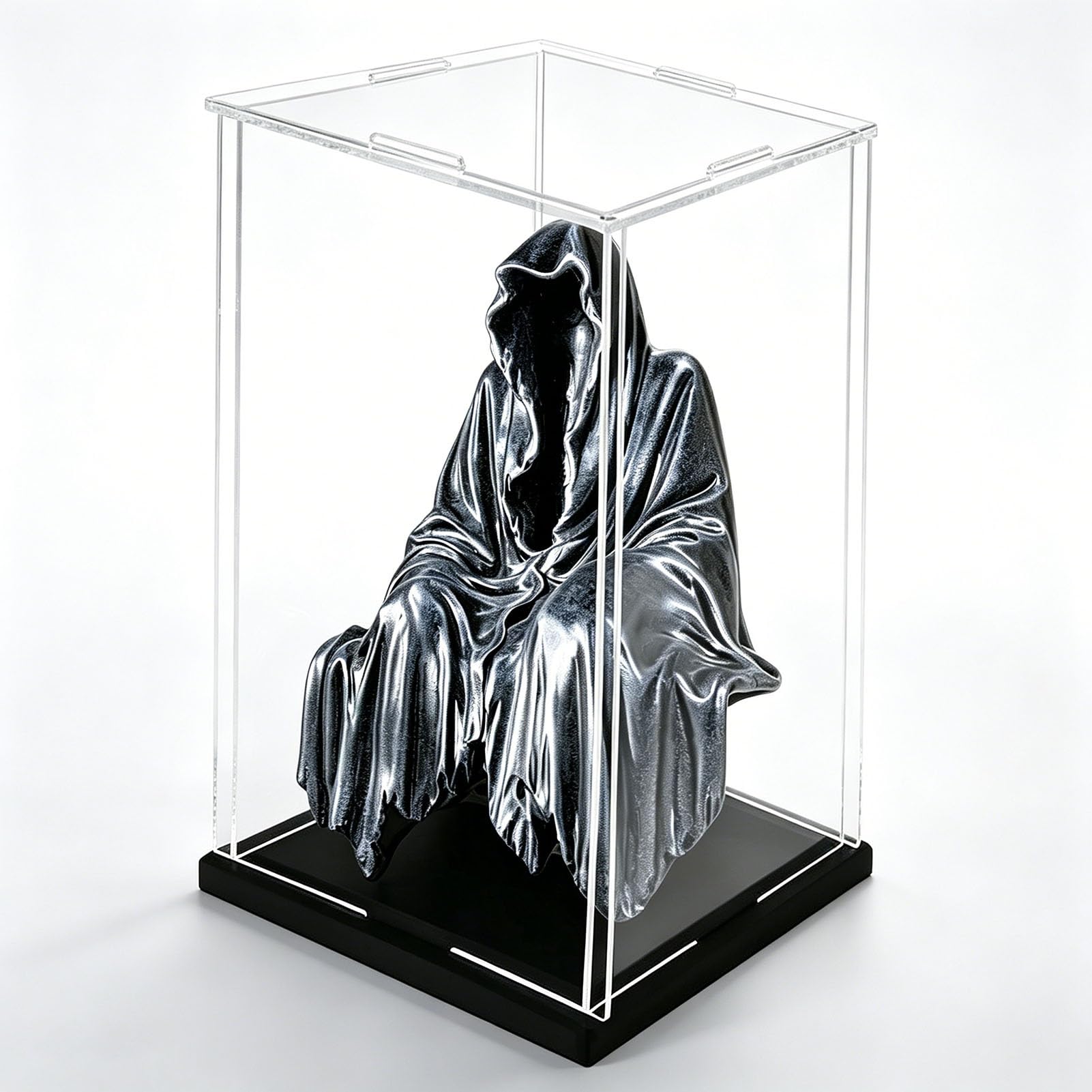 Clear Acrylic Display Case 6 8 10 12 14 16 18 20 24 28 31 in, Dustproof Cube Showcase Box for Action Figure, Tall Transparent Collectibles Show Box(Black,30x30x30cm(12x12x12in))