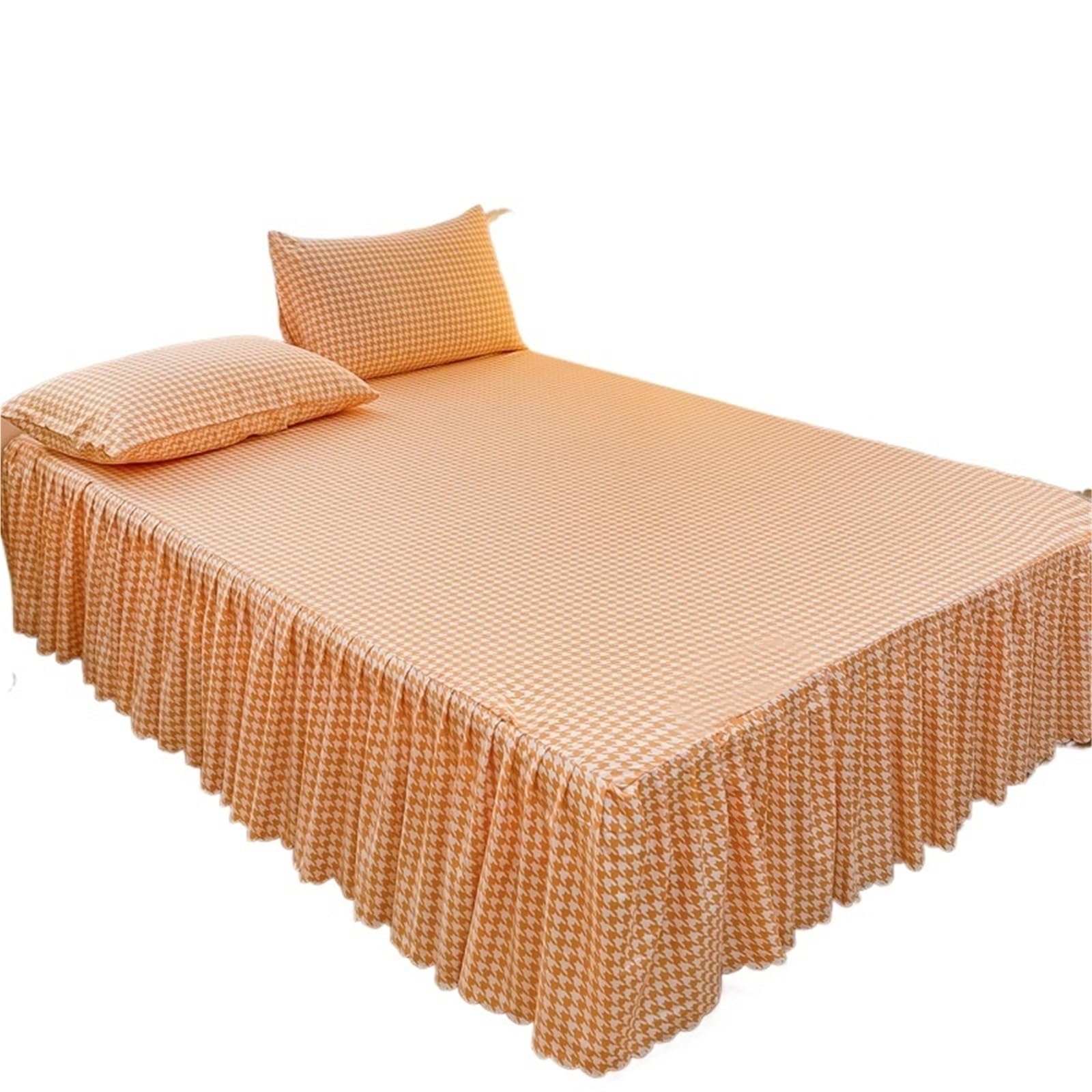 Bed Skirt 1pc Bed Skirt Colorful Bedspread Stripe Style Cover For Home Mattress With Ruffles (No Pillowcase)(Color 3,180x200cm 1pc)