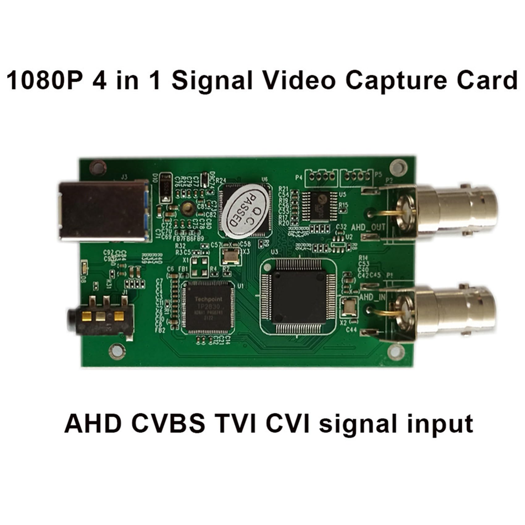 4X Convertidor de Vídeo AHD CVBS CVI TVI una USB Módulo de Tarjeta de Captura de Vídeo y Audio AHD Unidad HD Analógica 1080P Sin Bucle con Salida