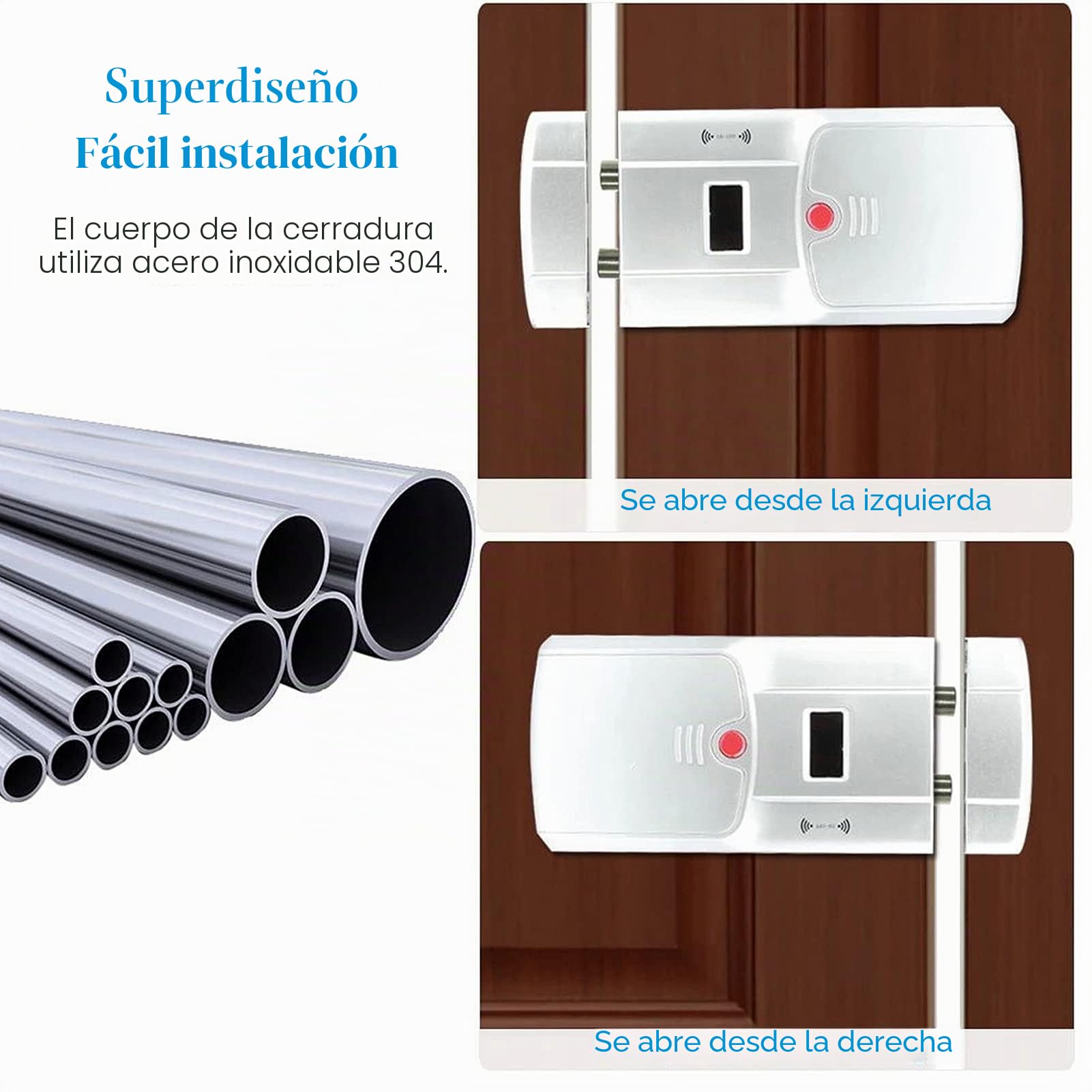 Cerradura invisible WAFU 011: de seguridad inteligente con desbloqueo táctil Bluetooth para hogar y oficina. Fácil instalación en interiores, acceso remoto y móvil. Cerradura de aleación de zinc
