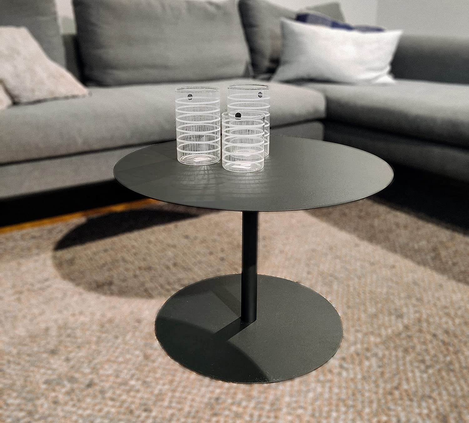 Couchtisch Metall schwarz, robust, stahlrahmen, Sofatisch Beistelltisch Kaffeetisch