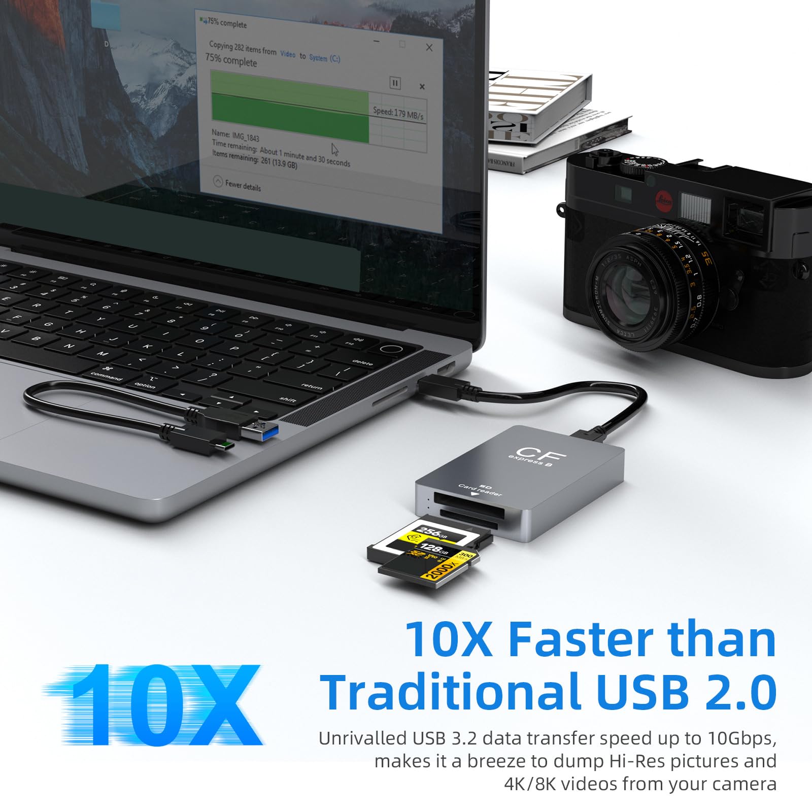 Lettore di schede di tipo B USB3.2 10Gbps adattatore e SD4.0 per sistema operativo Windows con USB C/USB tipo cavo