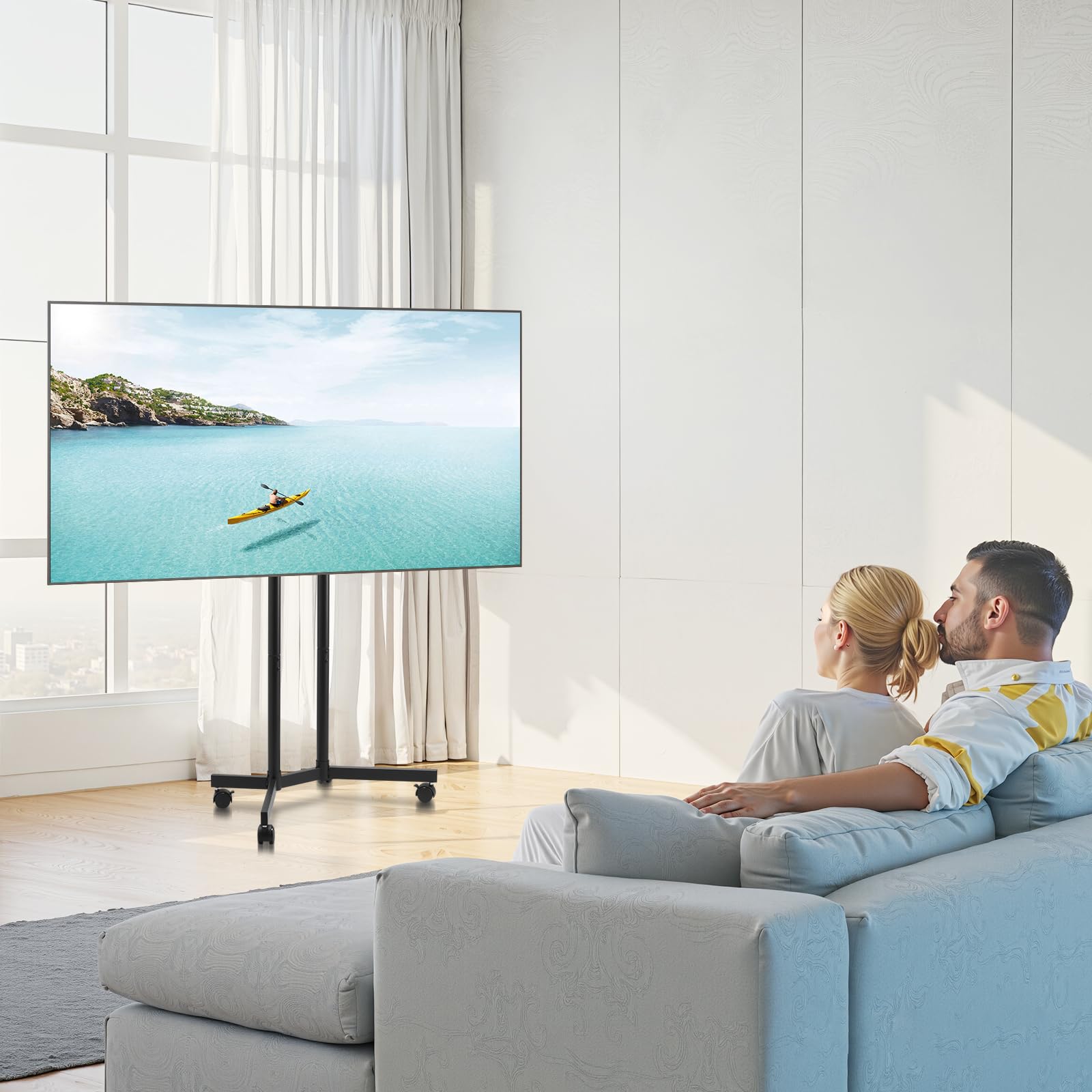 VEVOR Support TV à roulettes, pour téléviseurs/LED/LCD/OLED de 812,8 à 1651 mm, Chariot TV Mobile, jusqu'à 40 kg, Support télé sur Pied Portable, Max. VESA 400 x 400 mm, pour Salon, Bureau, extérieur