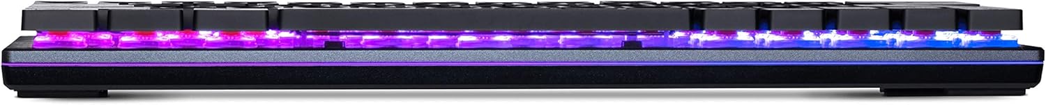 Přední strana view of the Cooler Master SK621 RGB Gaming Keyboard, showing the thin profile and underglow RGB lighting.