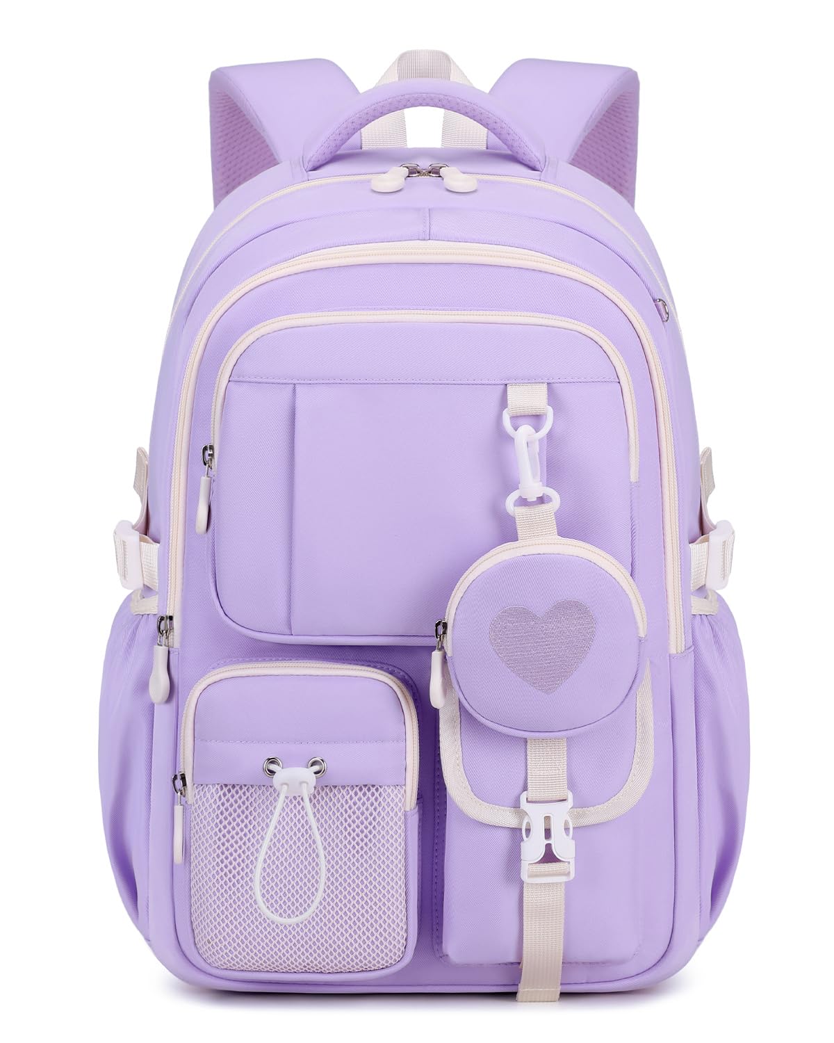 Tanou Zaino per la Scuola Elementare e Media Traspirante e Confortevole | Zaini Elementari Bambina Grande, Borsa Casual con il Portamonete, Zaino da Ragazze in Oxford Tessuto alla Moda, Viola