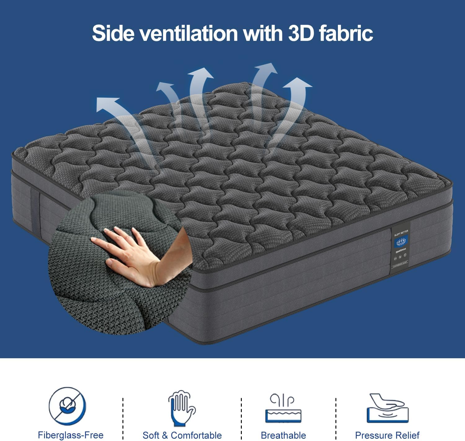 MRH Twin Mattresses,14 Inch Euro Top Mattress Twin Size, Memory Foam Individual Pocket Springs Mattress in a Box,Medium Firm,Perfect for Side Sleepers, Back Relief Edge Support CertiPUR-US