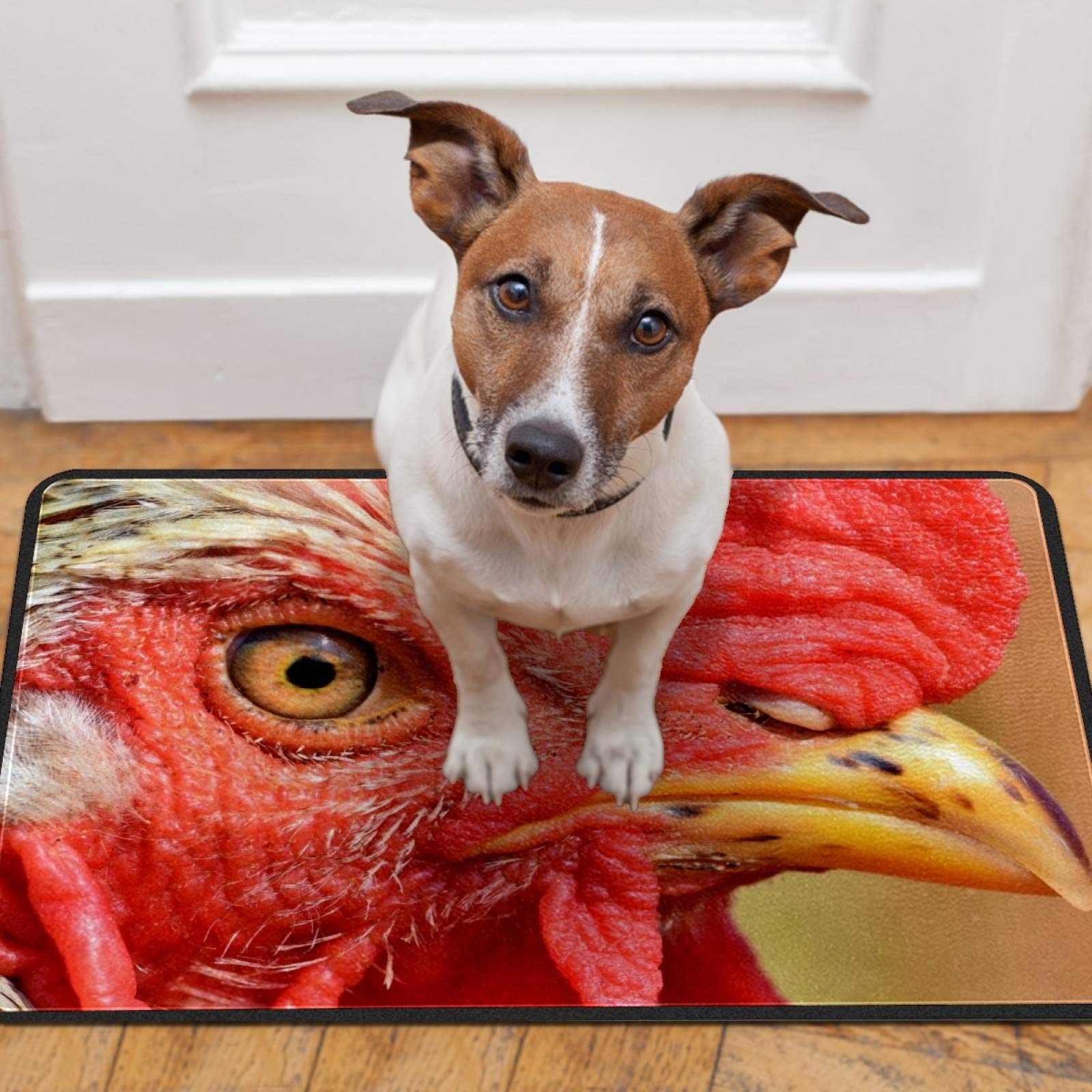 Zerbino Antiscivolo Con Gallo E Gallina – 61x40 Cm, Per Interni Ed Esterni, Facile Da Pulire E Resistente