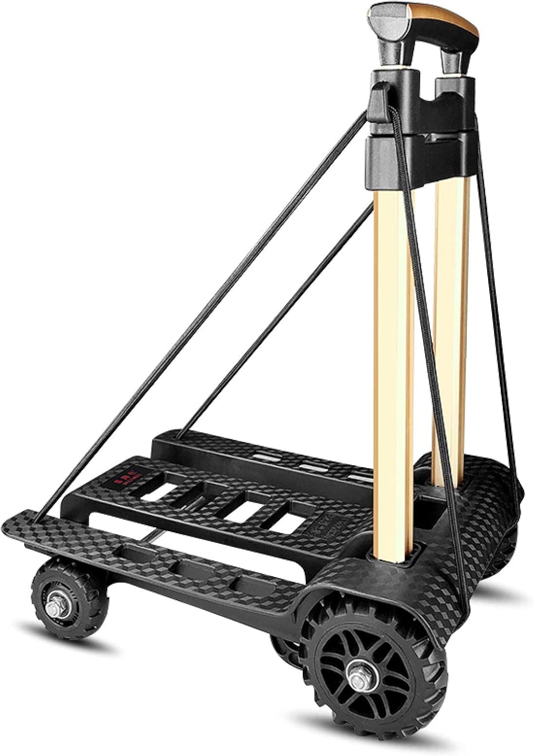 CustomyLife Utility Portable Lightweight Cart with 4 Wheels, Foldable and Compact Black Hand Truck for Luggage/Shopping/Grocery/Travel, 88 lbs Heavy Duty : Office Products