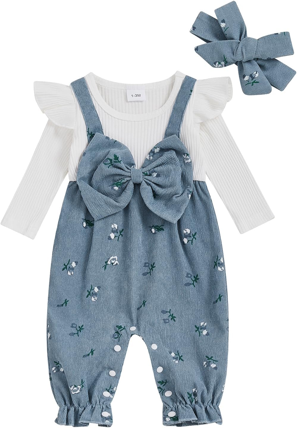Newborn Baby Girl Clothes Ruffle Sleeve Jumpsuit Corduroy Floral Romper+Headband Cute Fall Winter One Piece Outfit Newborn Baby Girl Clothes Ruffle Sleeve Jumpsuit Corduroy Floral Romper+Headband Cute Fall Winter One Piece Outfit