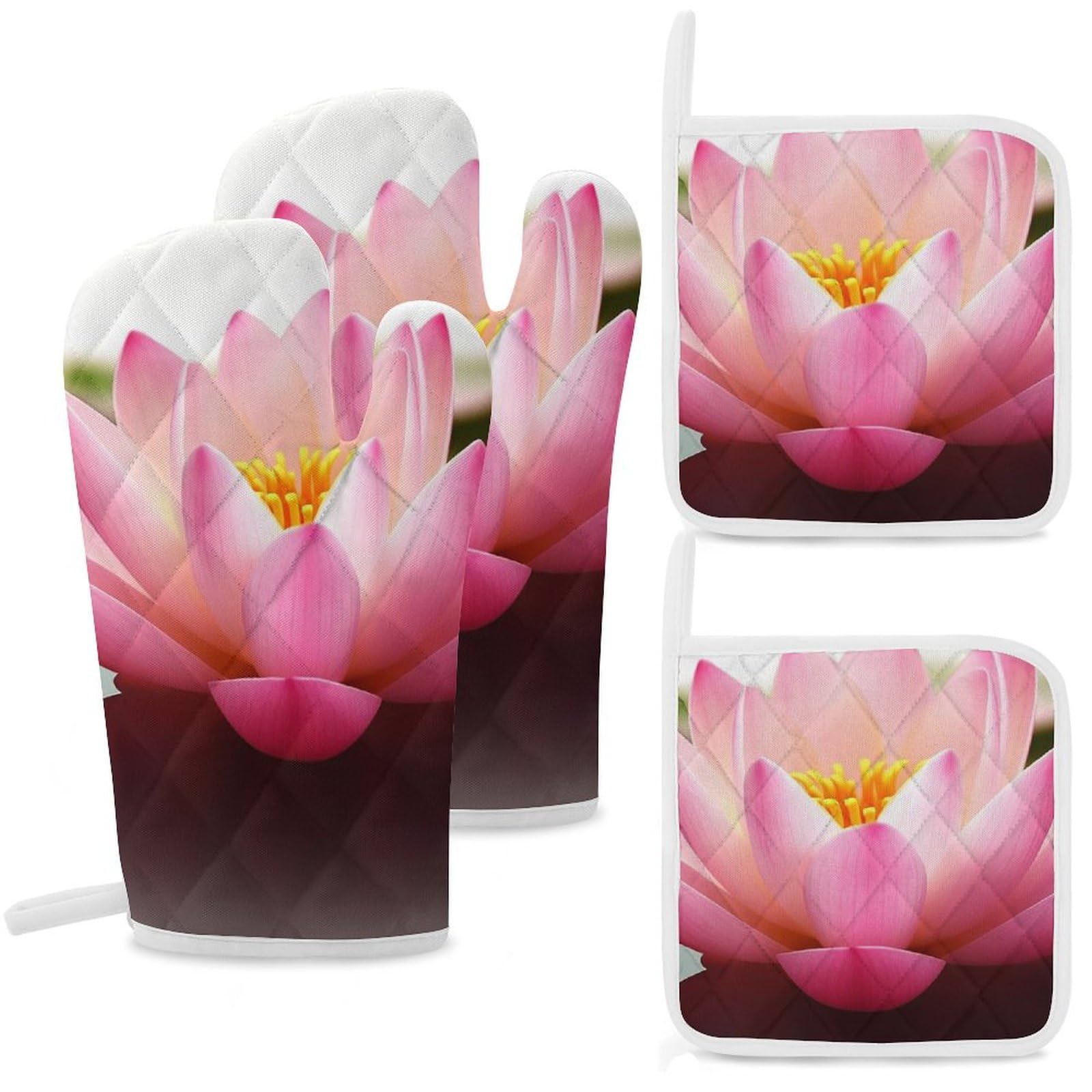 Maniques antidérapantes fleur de lotus imperméables et isolantes contre la chaleur