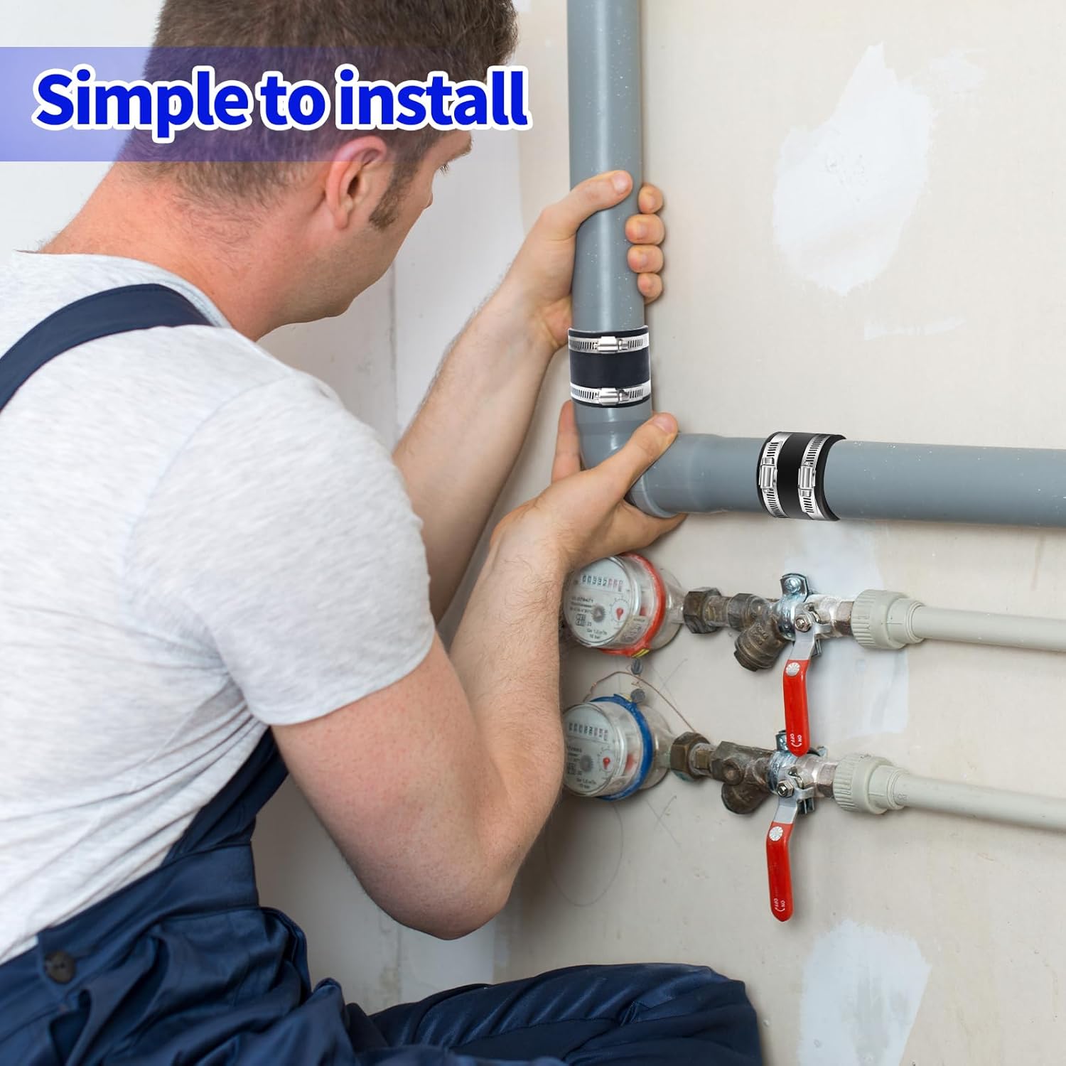 5 Pcs Dust Control Flex Cuffs Coupler with Integrated Stainless Steel Hose Clamps 2-1/2 Inch Rubber Vacuum Hose Connector for Plastic and Copper Plumbing Connections Ports Fittings