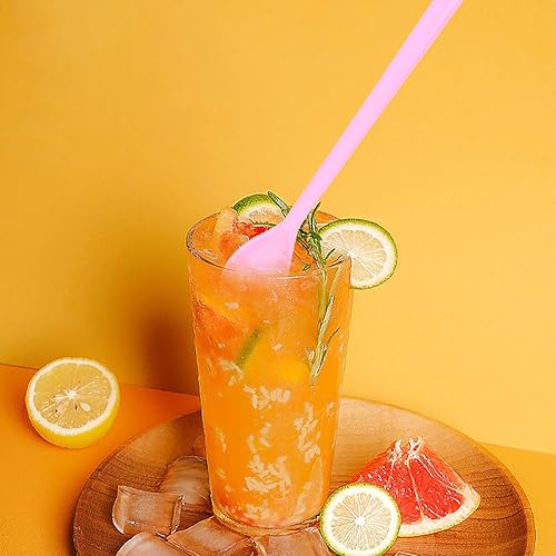 Miniatura 5 de VAKTOK 4 cucharas de café largas de plástico coloridas para helados, cócteles, cucharas de mezcla de mango largo de chocolate caliente (rosa,