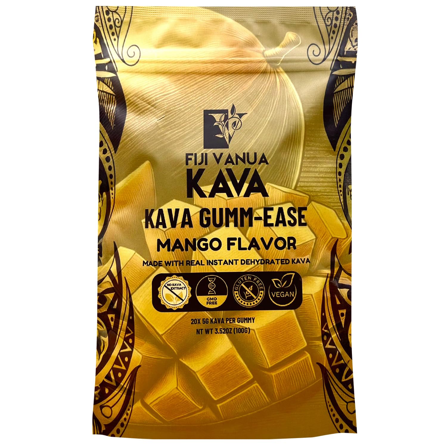 GUMM-Ease Mango Kava Gummies, Instant Kava, Stress Relief, Non-GMO, 20 Ct