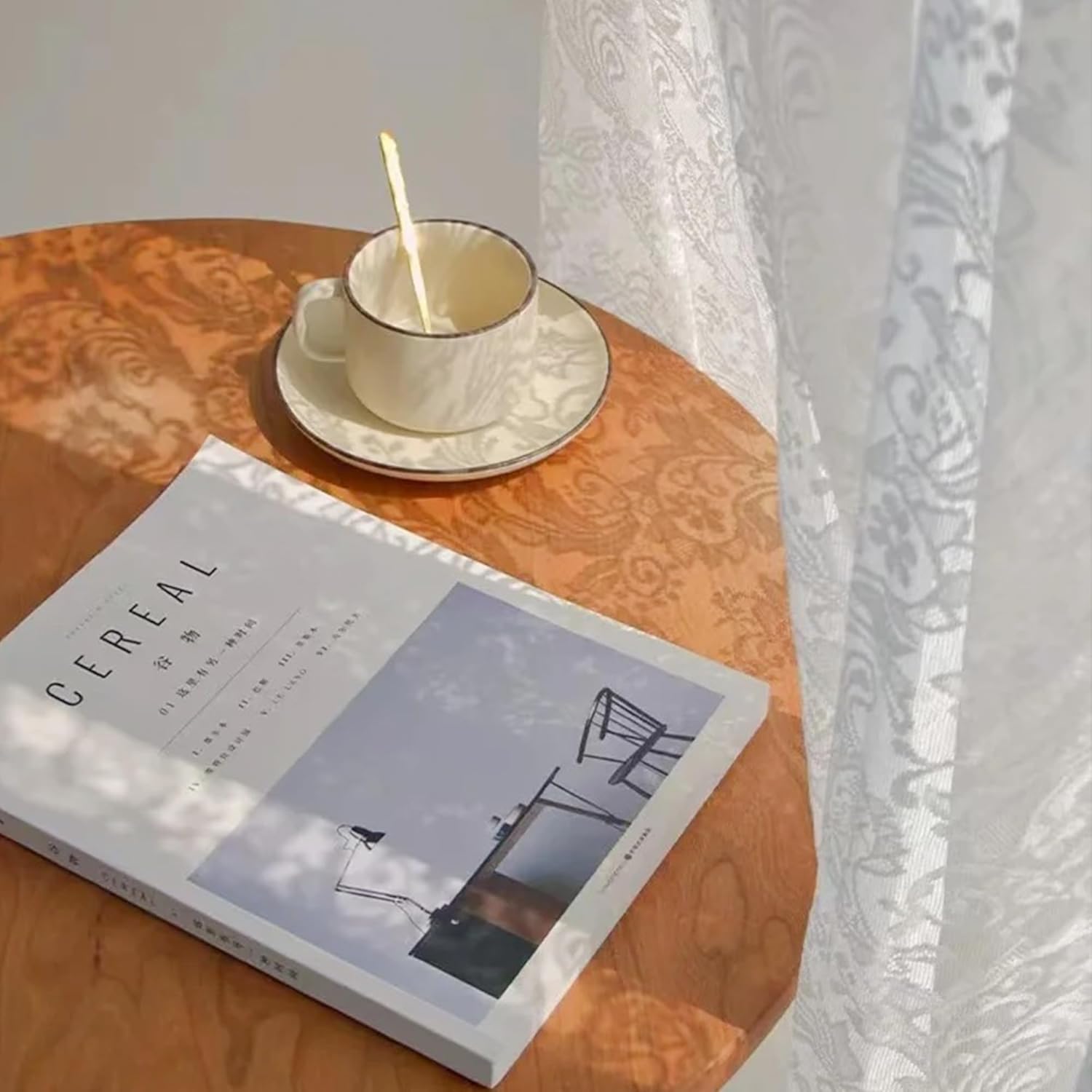 2 Panels Lace Cafe Curtains 54 x 45 inch - Vintage White Kitchen Curtains Privacy Heavy Floral Lace Drapes for Small Window, Short Panels Rod Pocket