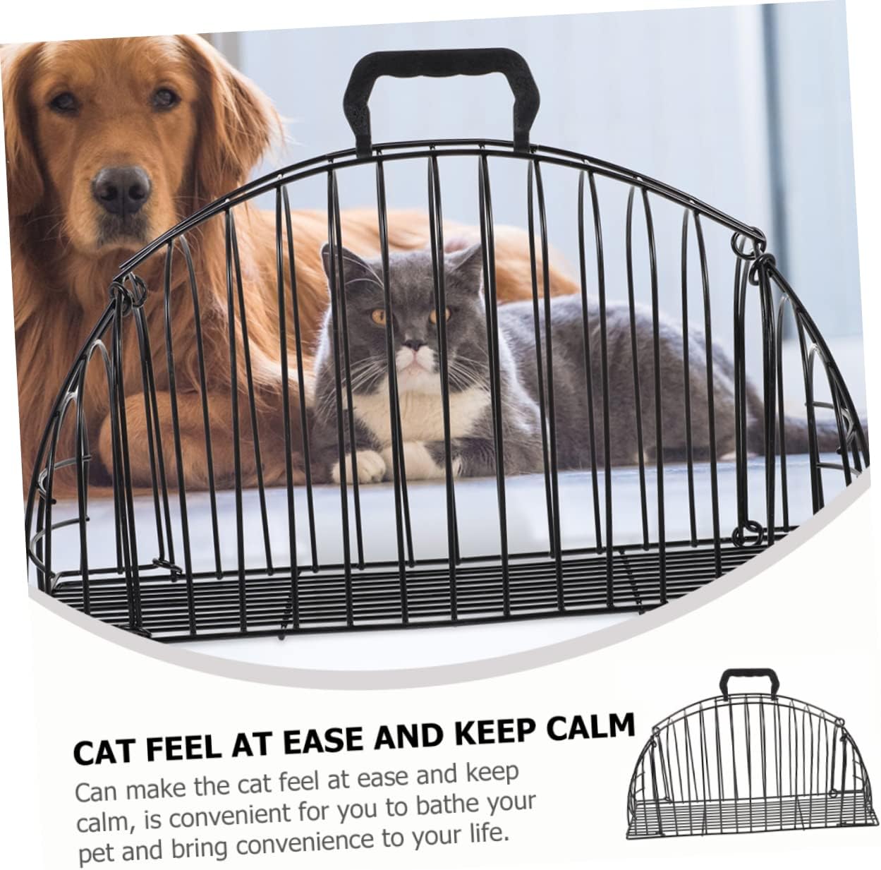 MERRYHAPY Cat Bathing Cage Indoor Pet Shower Kennel Scratch-Resistant Cat Grooming Supplies