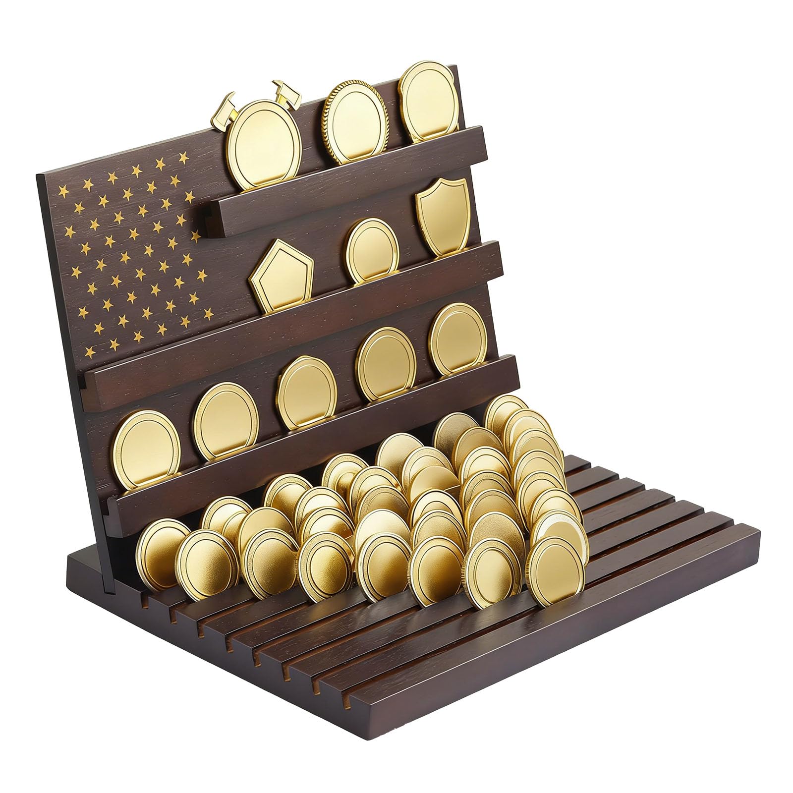 espositore in Legno Contiene 80 commemorativi con 11 File Graduate per Lo stoccaggio organizzato dei Collezionisti Porta Monete della armata