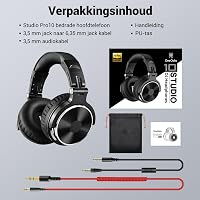 OneOdio Pro-10 Fekete Stúdió Fejhallgató 50mm Meghajtóval, Kábellel és Osztott Porttal 8