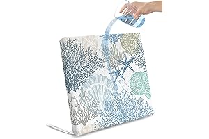 2 Pack Nautical Coral Shell Starfish Cushion Covers for Outdoor Chair Seats