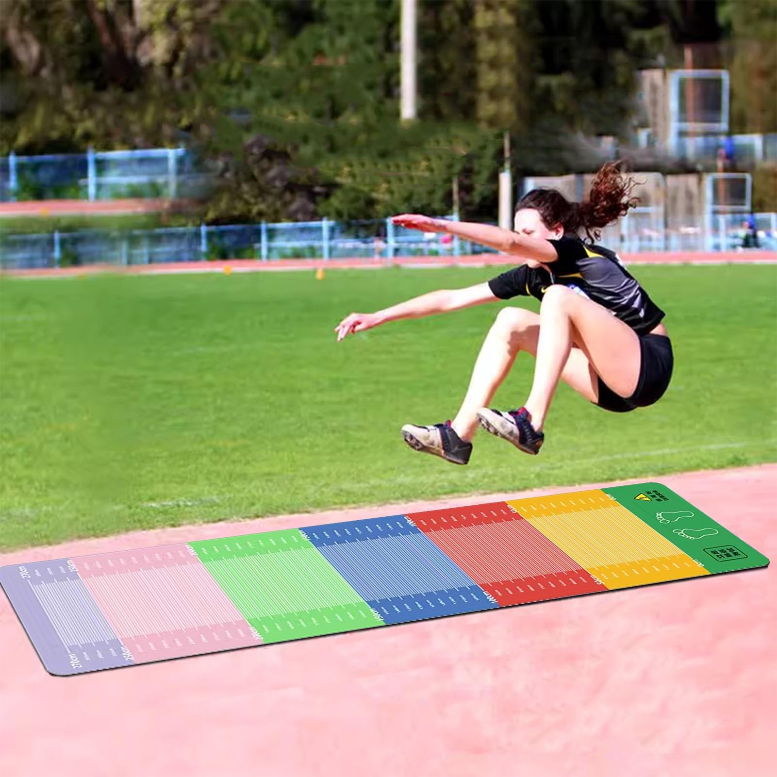 Running Long Jump Mat Colorful, Standing Exercise Measuring Mats for Adult, Non-Slip Jump Practice Rope Pad for Indoor Outdoor, Physical Tester (Color : Width-100cm)