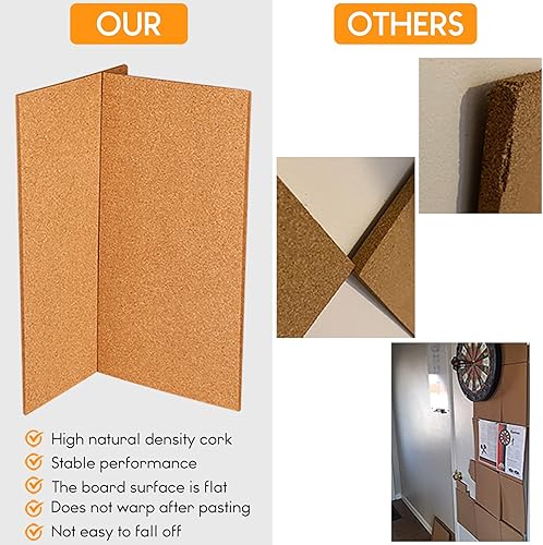 Miniatura 4 de TUPARKA Paquete de 6 tableros de anuncios de pared de 17 x 8 pulgadas - 14 pulgadas autoadhesivos para pared con 100 pines de empuje tablones de