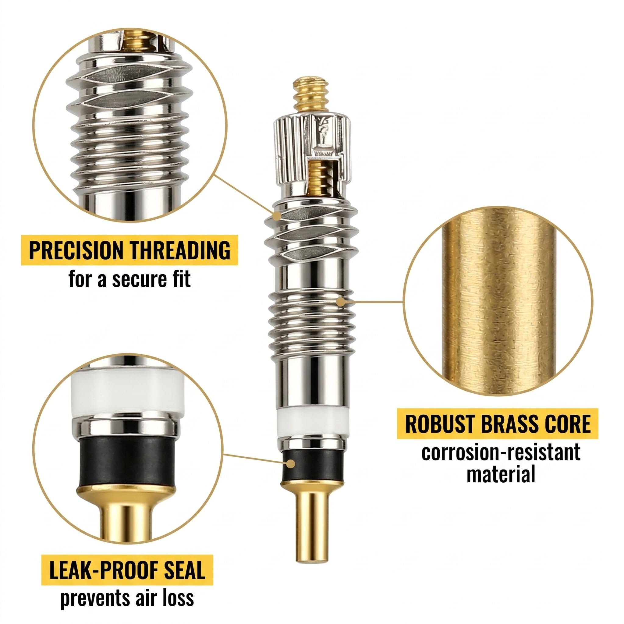 12 Pezzi Kit Valvole Presta, Ricambi Metallici Removibili (6 a Zigrinatura, 6 Lisce) per Valvole Tubeless MTB, Ricambi Valvola Tubeless MTB per Manutenzione Bici, Officina, Gare