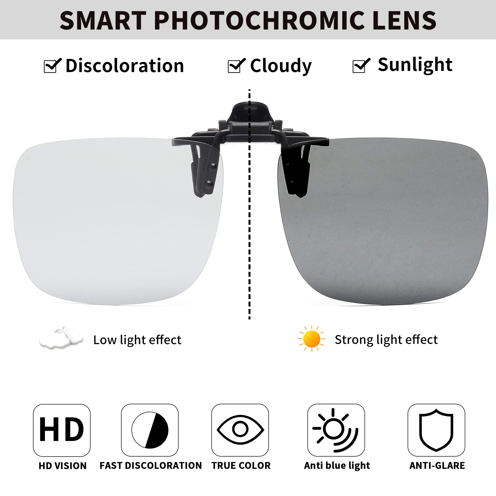 JM Clip Occhiali da Sole Polarizzata con Lenti Flip Up Senza Montatura per Occhiali da Vista…