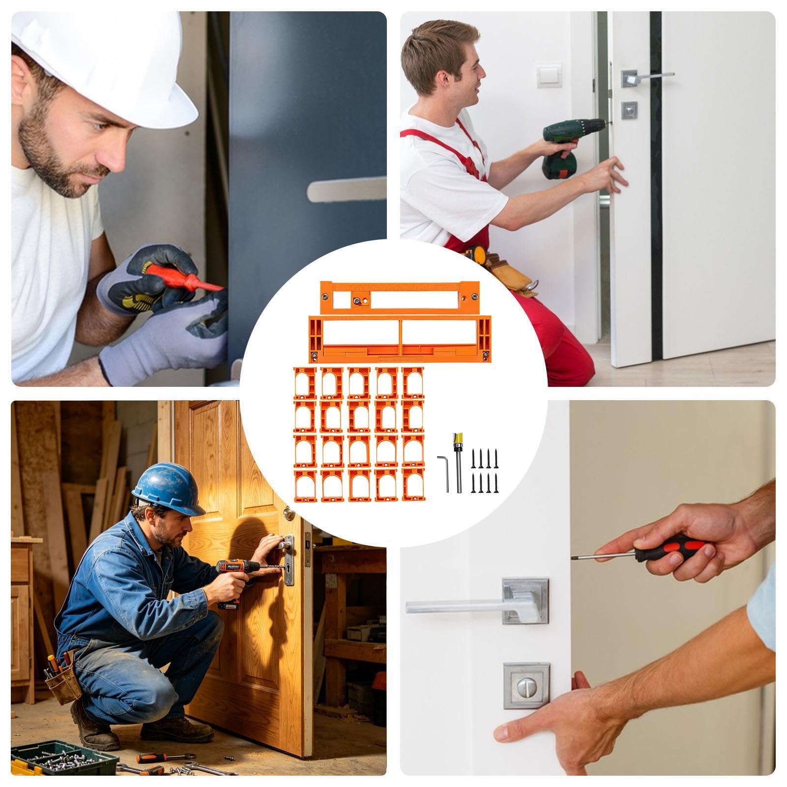 Zestaw Do Instalacji Ukrytych Zawiasów Drzwiowych Wielokrotnego użytku, | Szablon frezarski zawiasów krytych drzwiowych do szafek i drzwi w salonie, kuchni, biurze,