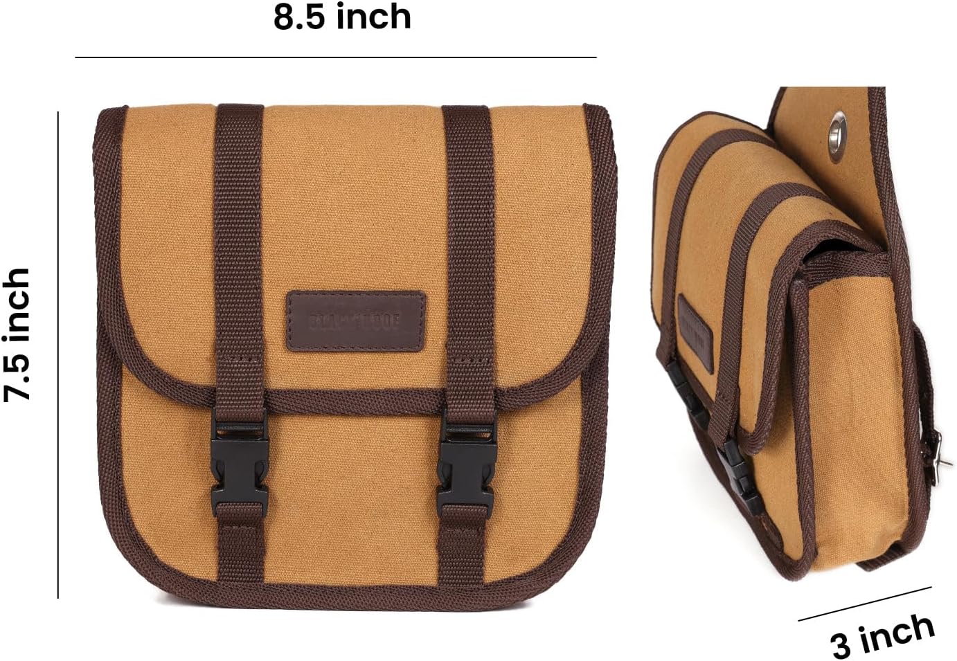 18 oz Water Repellent Canvas Saddle Bag for Trail Riding, Tan Color, Saddle Bag Small, 70005_TAN