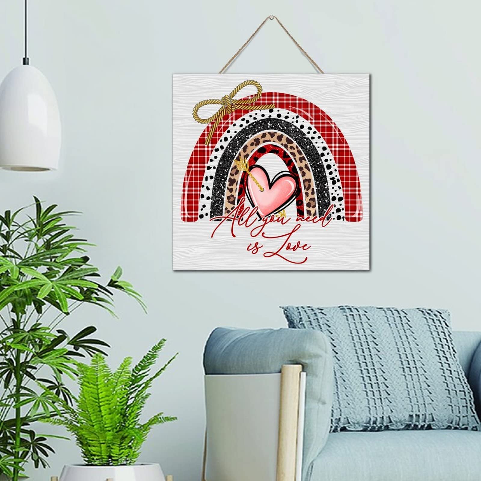 Plaque décorative en bois All You Need Is Love rustique de 30cm