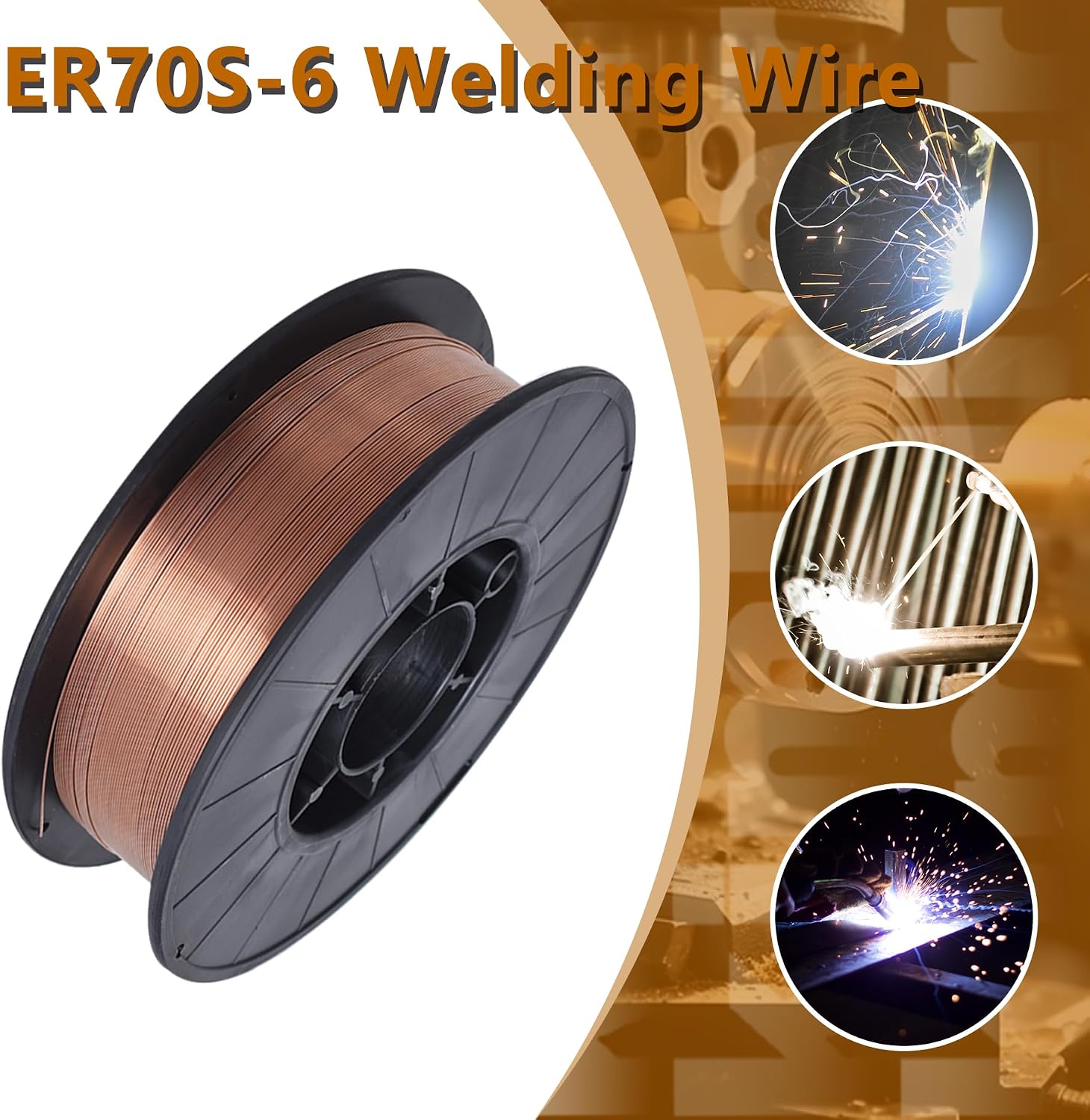 kimllier ER70S-6 Solid Mig Welding Wire 0.030 Inch (0.8MM) Mild Steel Welding Wire 10Lb Spool ER70S-6 Solid Welding Wire ER70S6 Mild Steel Welding Wire