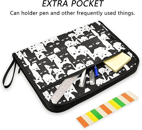 Miniatura 2 de Bonita cara de gato con ojos grandes, organizador de archivos expansible con 13 bolsillos, tamaño A4, carpetas colgantes de archivos con cierre de