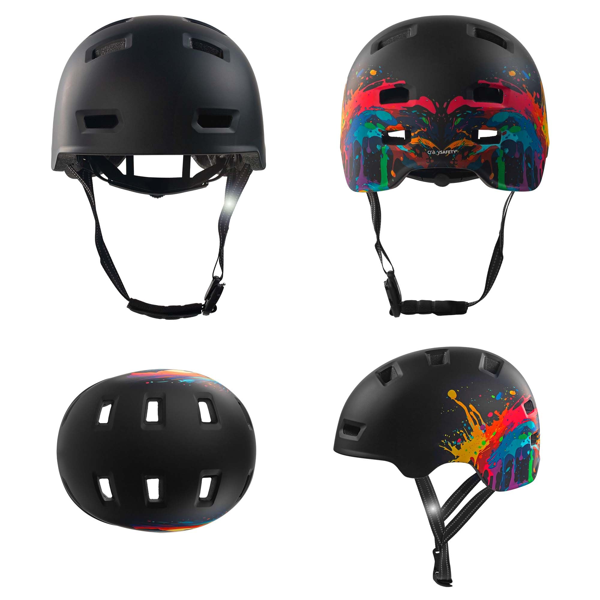 Crazy Safety RampageOrange SnakeKask do rowerów, deskorolek, łyżworolek i rowerów BMX, kask rowerowy dla mężczyzn, kobiet i dzieci, M (54-57 cm), regulowany kask skaterski i rowerowy