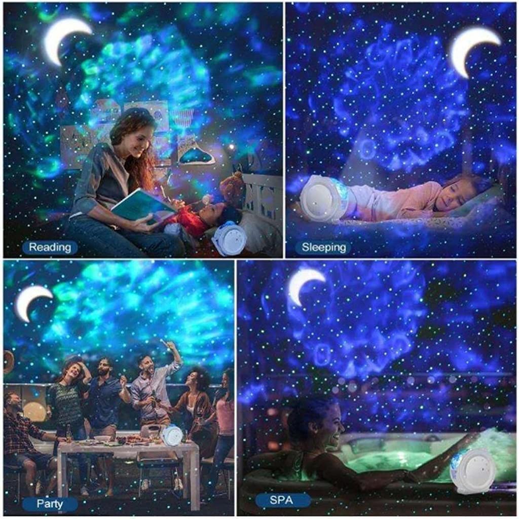 ADITAM 3 en 1 proyector de luz Nocturna de Estrellas Cielo Estrellado Luna proyector Galaxia océano Nebulosa lámpara Control de música Luces Decorativas para el hogar Double The Comfort