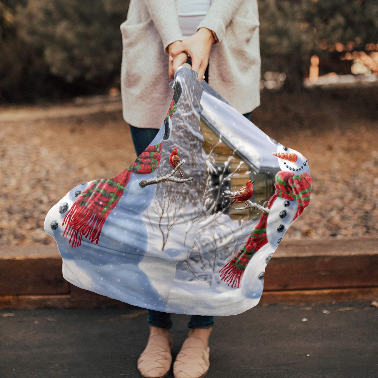 Nursing Cover for Breastfeeding Scarf, Snowman Christmas Baby Car Covers Super Soft Multi Use for Canopy Shopping Cart Cover Blanket Stroller Cover