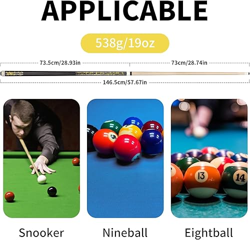 Vista 42 de LOTKEY Juego de tacos de billar profesionales de arce canadiense de 4/3/2/1-58 pulgadas, 18 ~ 21 onzas, palo de billar profesional, palo de billar