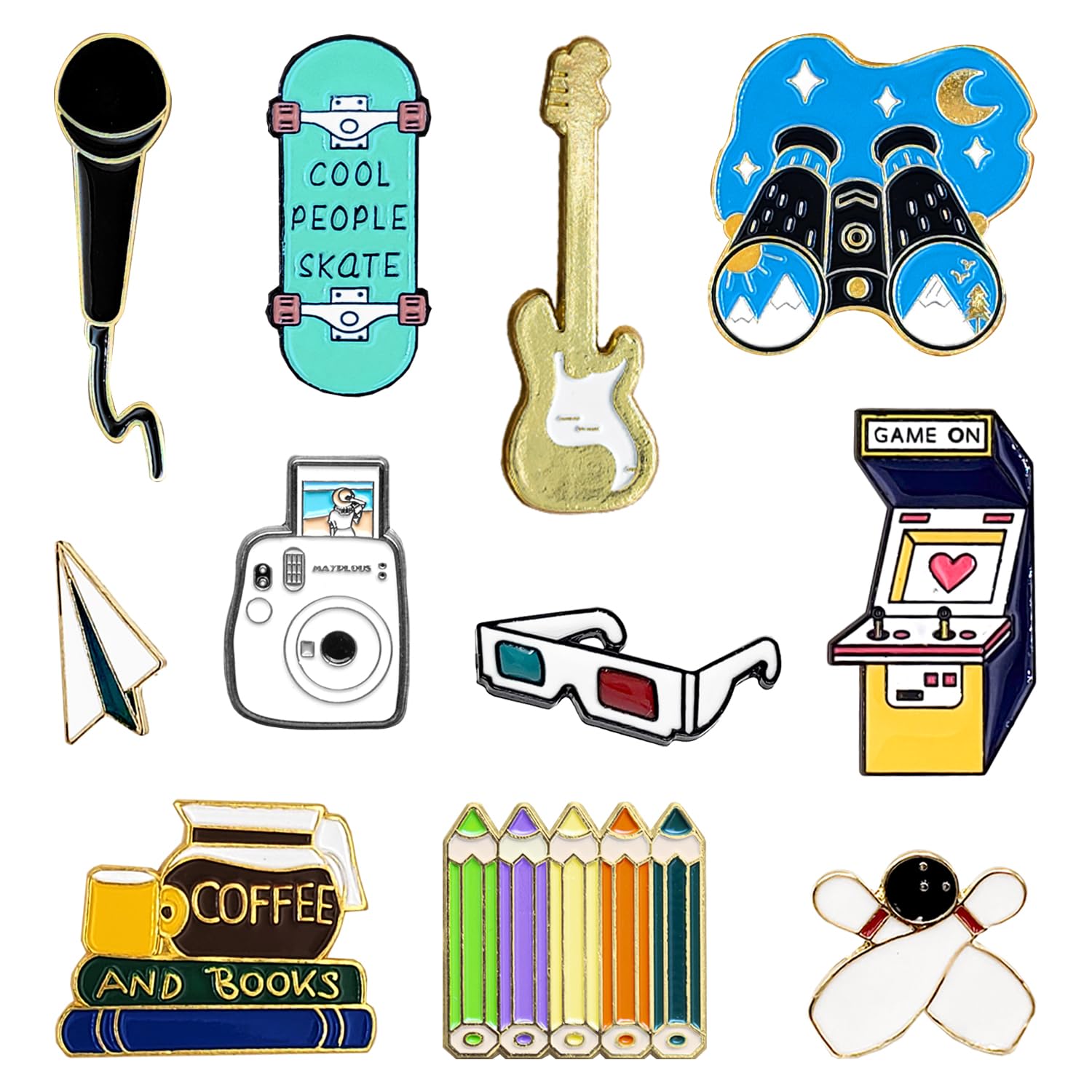 Mayplous 11 Pieces Enamel Pin Badges Brooch Pins Badges Metal Badge Pins Fashional Accessory for Women Teenager Suitable for Clothing Bags Jackets DIY Crafts (Have Fun)