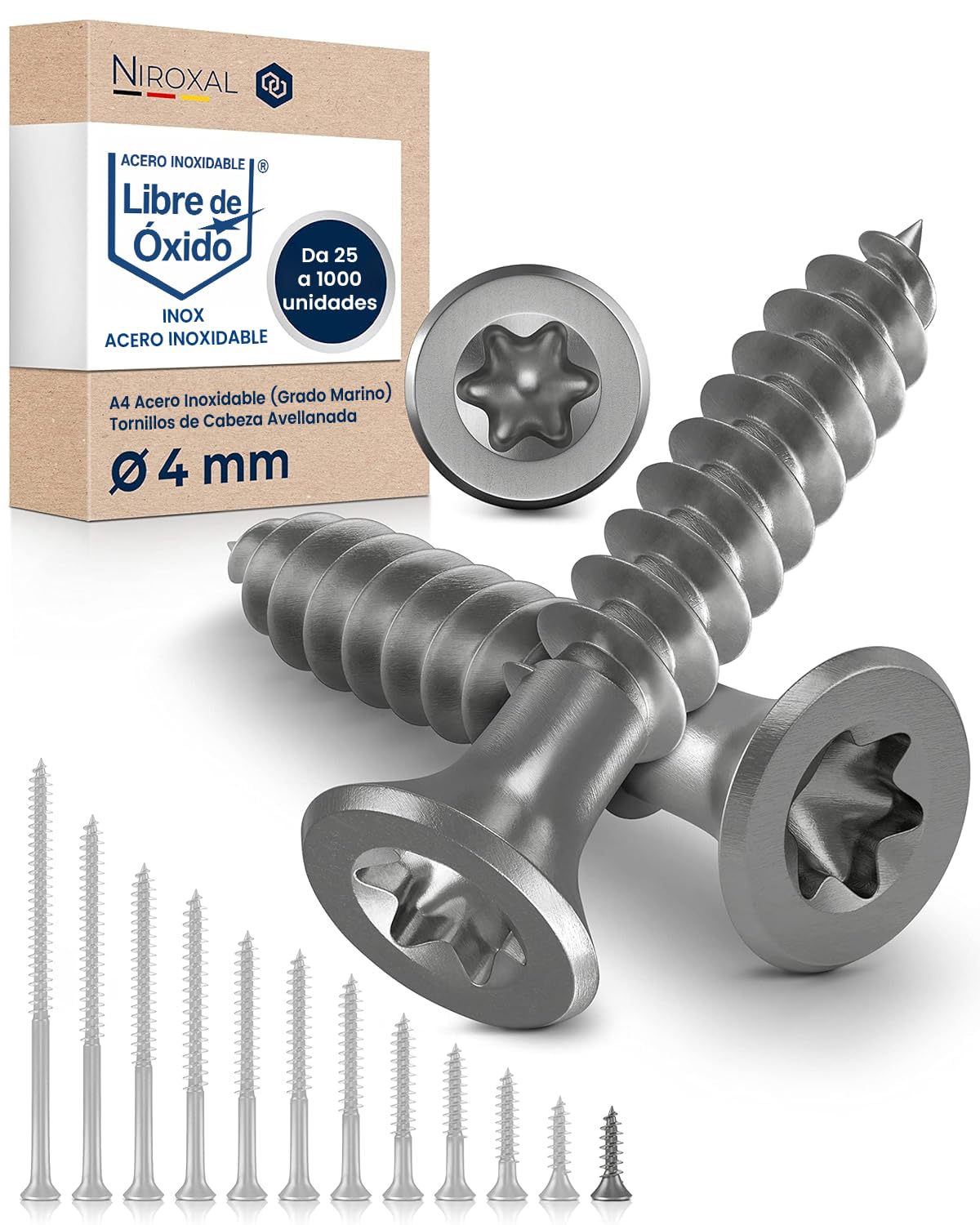 Tornillos De Aglomerado Acero Inoxidable A2 Punta De Taladro Torx 100 Uds – 50 A 80 Mm