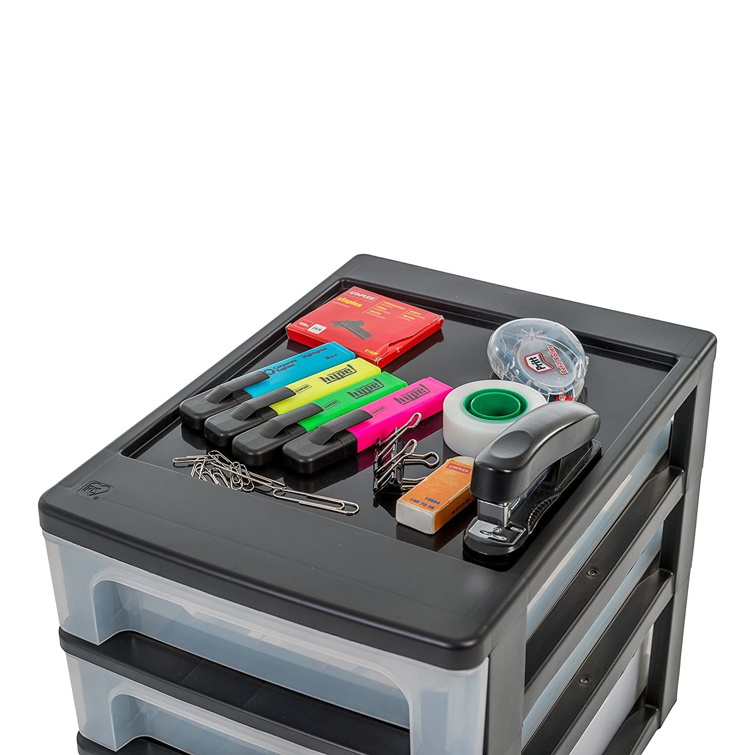 Iris Ohyama Cassettiera in Plastica, Portaoggetti, 5 Cassetti Grandi, Nero, Apertura Facile, Formato A4, A5 e A6, Organizzatore, Per Ufficio, Scuola, Cartoleria, Senza BPA, Contenitore, OCH-2500