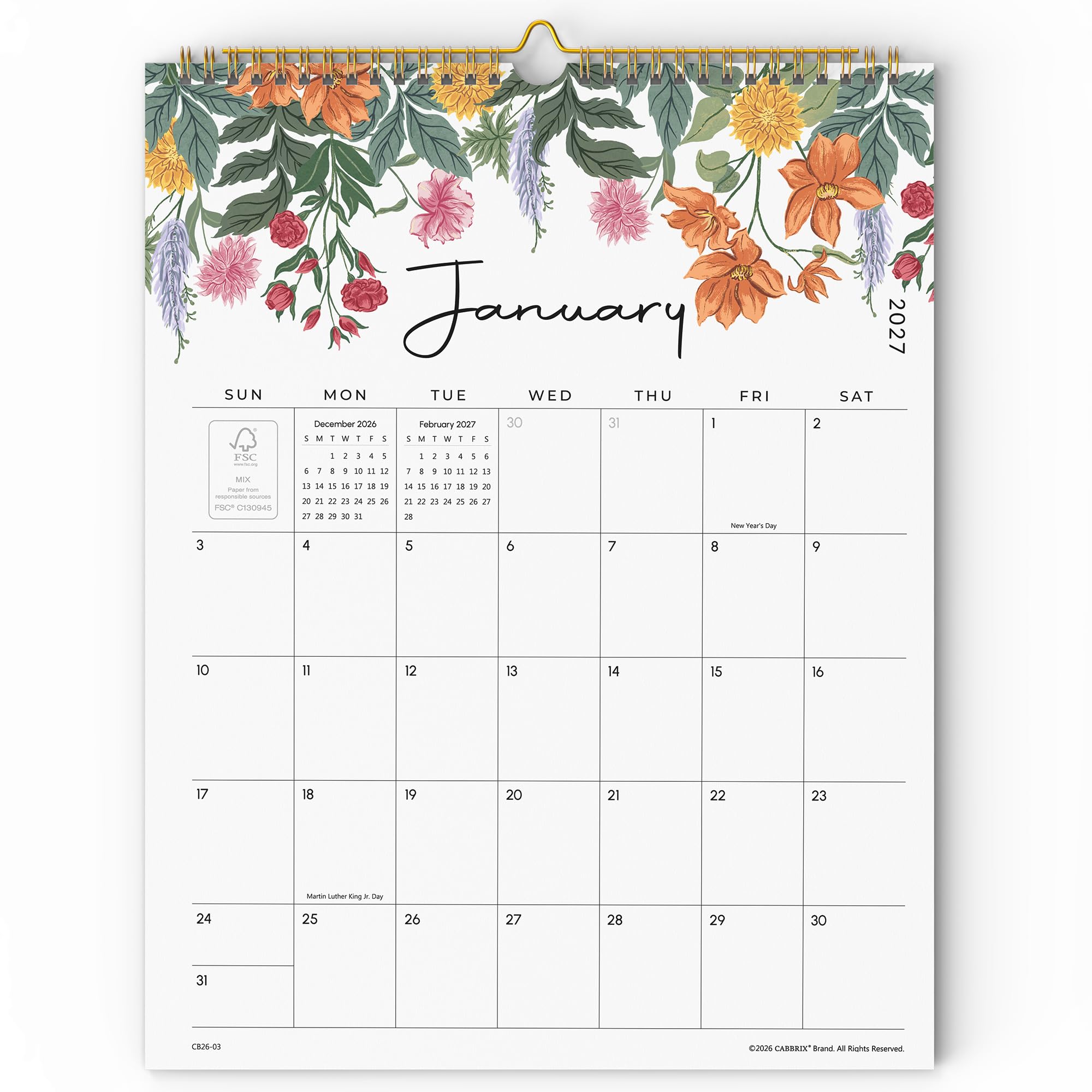 Cabbrix Wandkalender CB26-01B, 30,5 x 38,1 cm